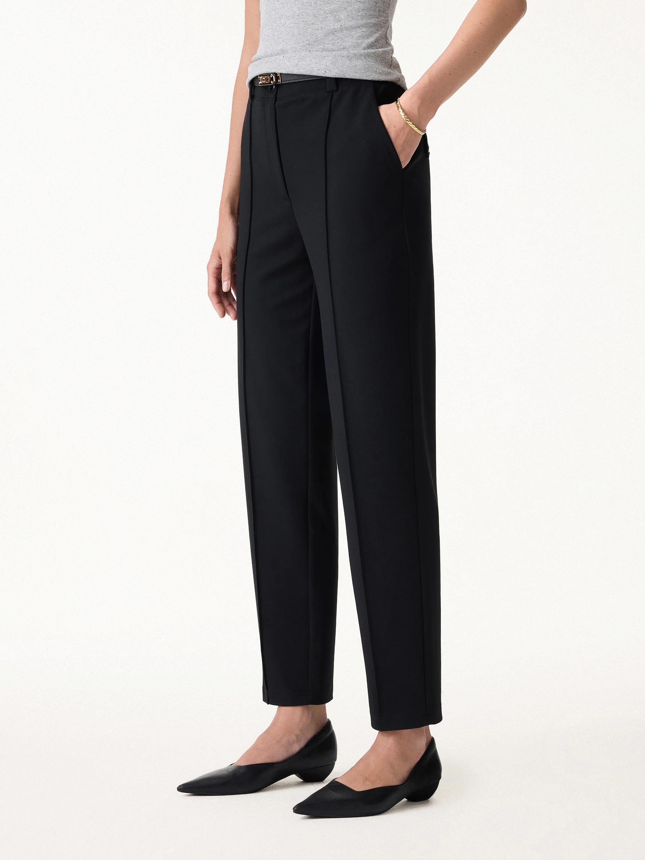 Sandwashed Modal Mid Rise Tapered Leg Pants with Pockets - Image 7