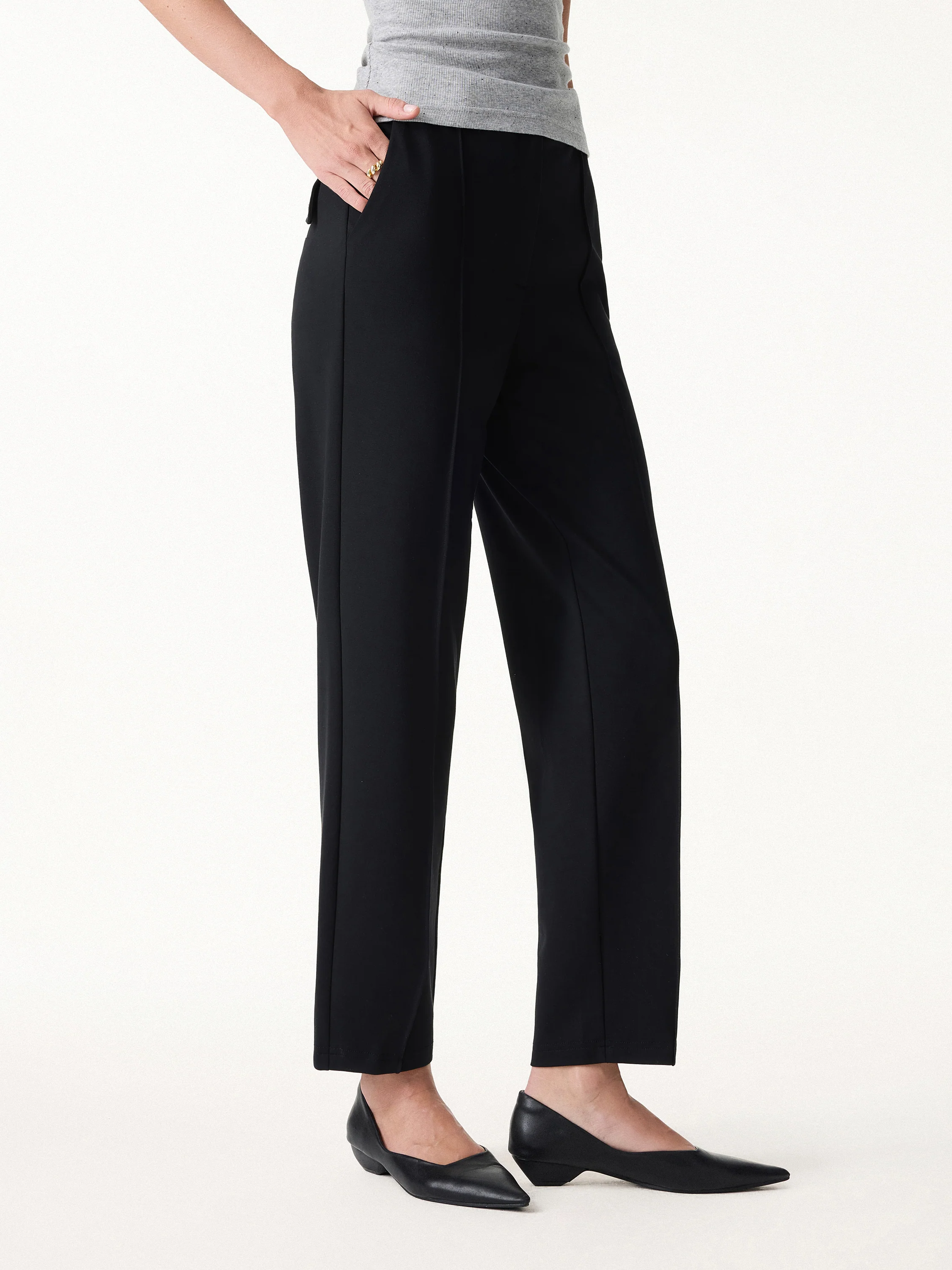 Sandwashed Modal Mid Rise Tapered Leg Pants with Pockets - Image 8