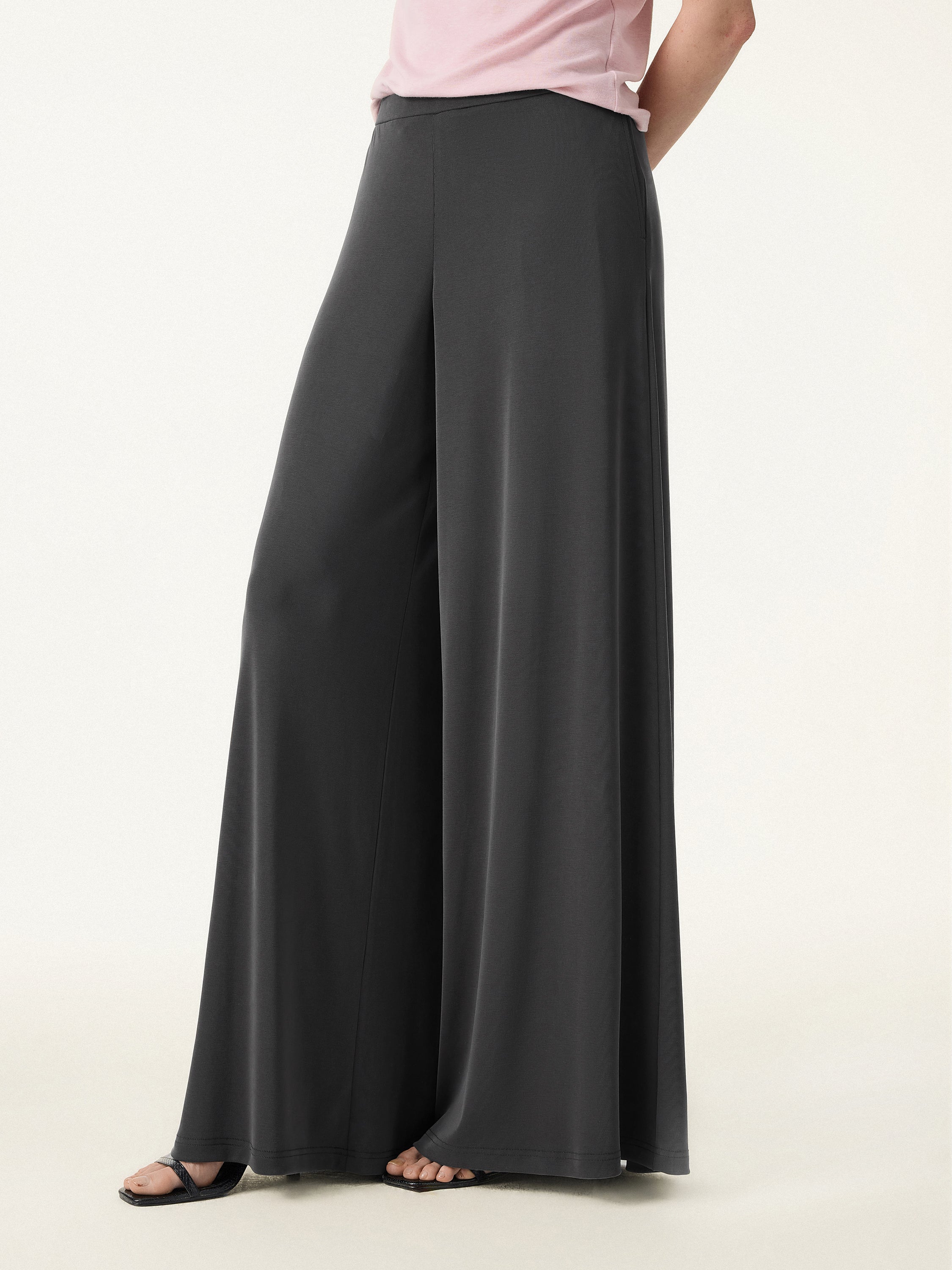 Sandwashed Modal Super Flowy Mid Rise Palazzo Pants with Pockets