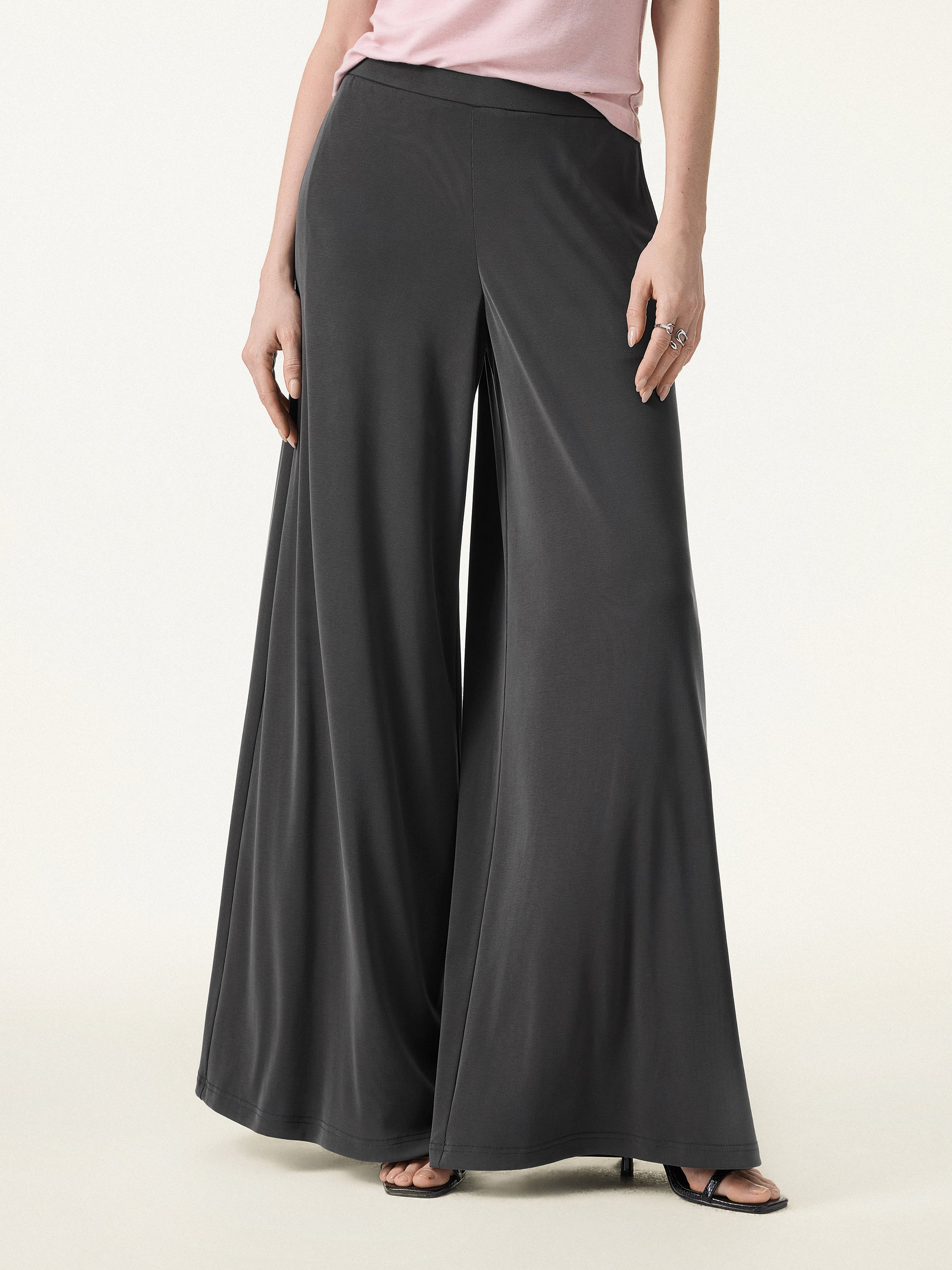 Sandwashed Modal Super Flowy Mid Rise Palazzo Pants with Pockets - Image 4