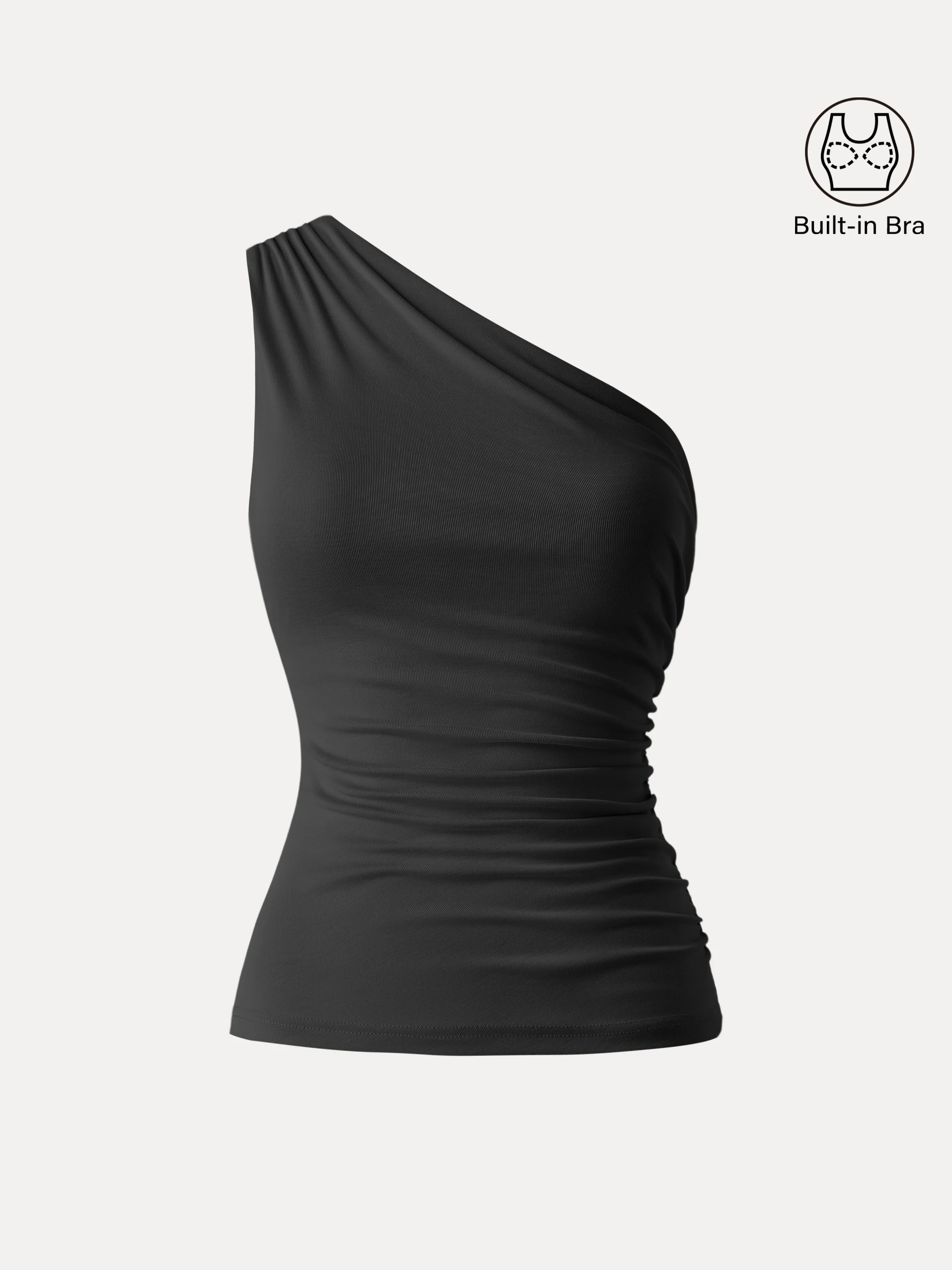 Sandwashed One Shoulder Ruched Bra Tank - Image 15