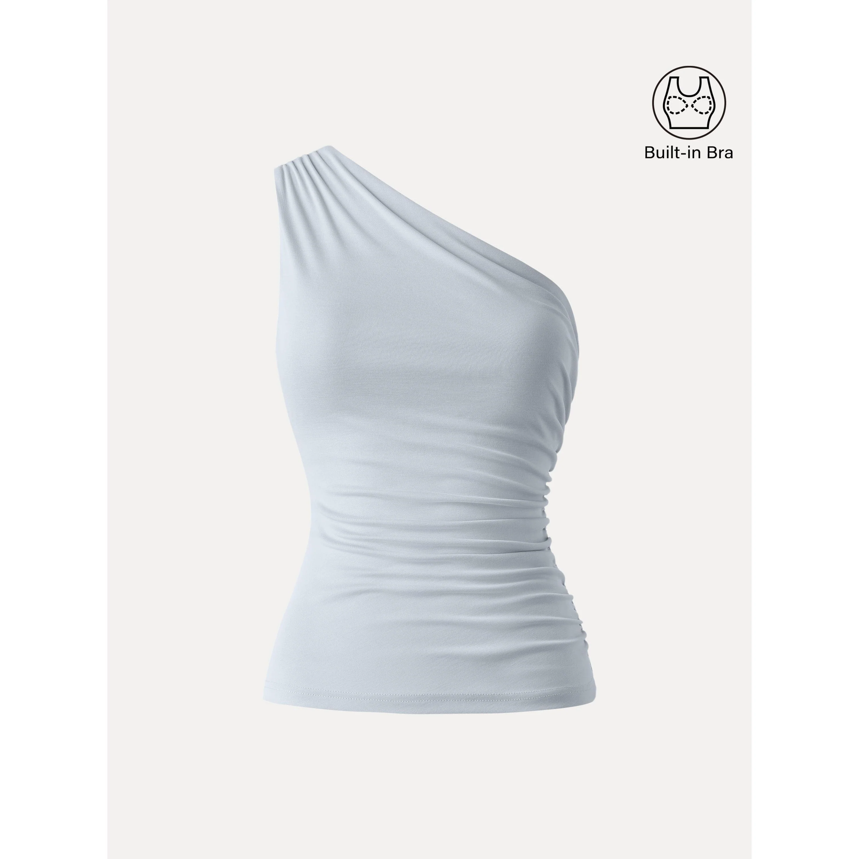Sandwashed One Shoulder Ruched Bra Tank - Image 18