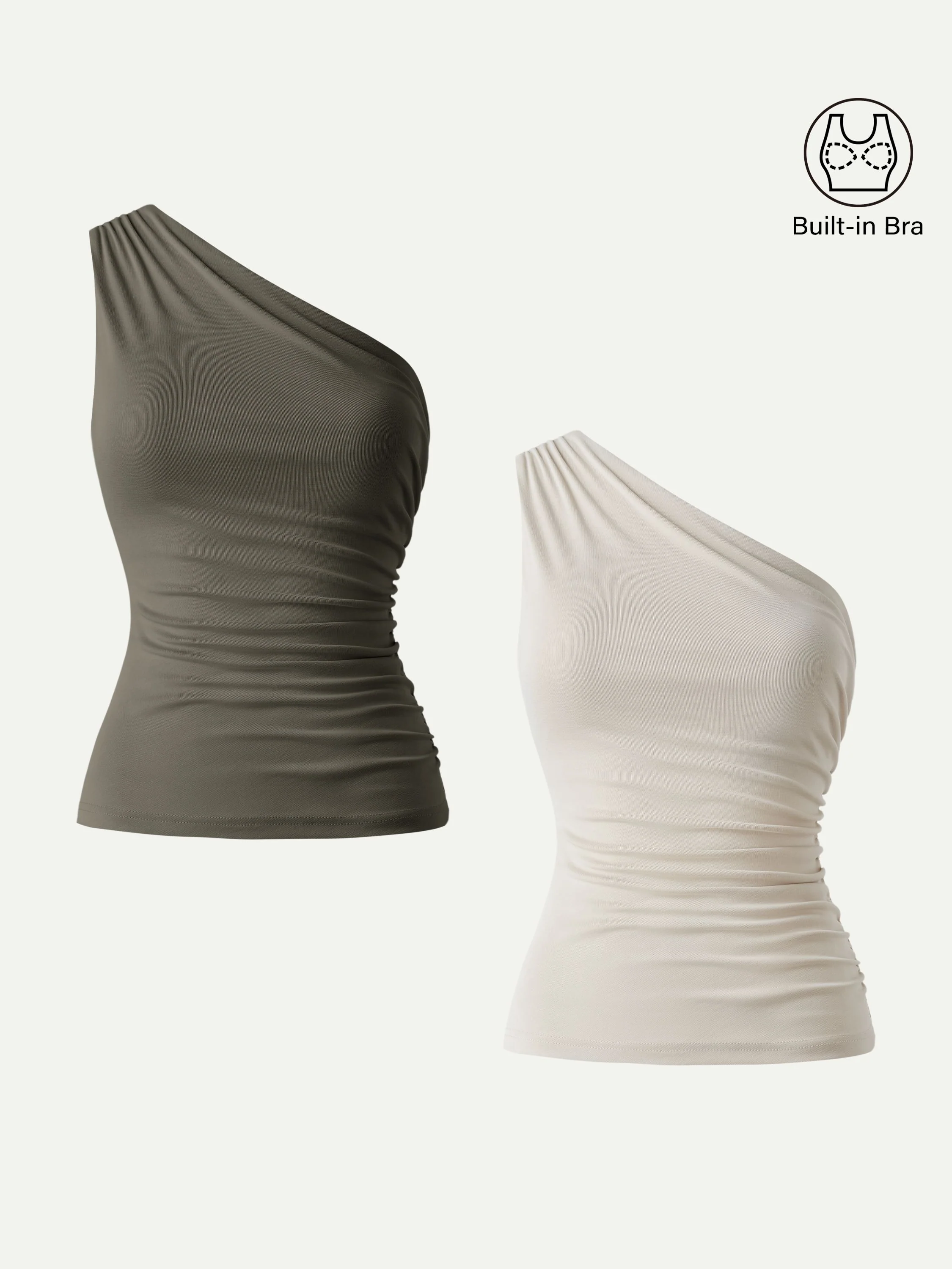 Sandwashed One Shoulder Ruched Bra Tank - Image 20