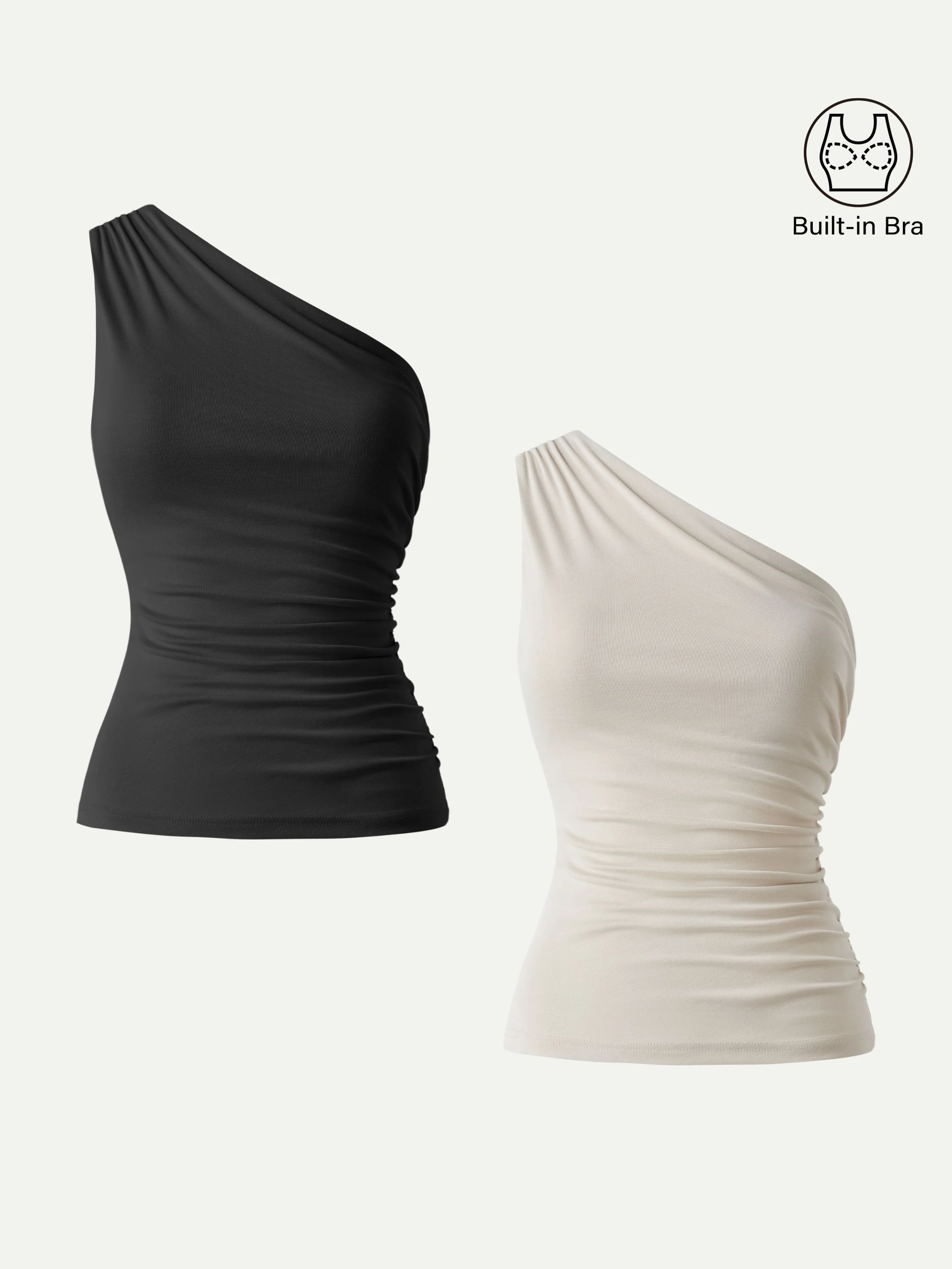 Sandwashed One Shoulder Ruched Bra Tank - Image 21