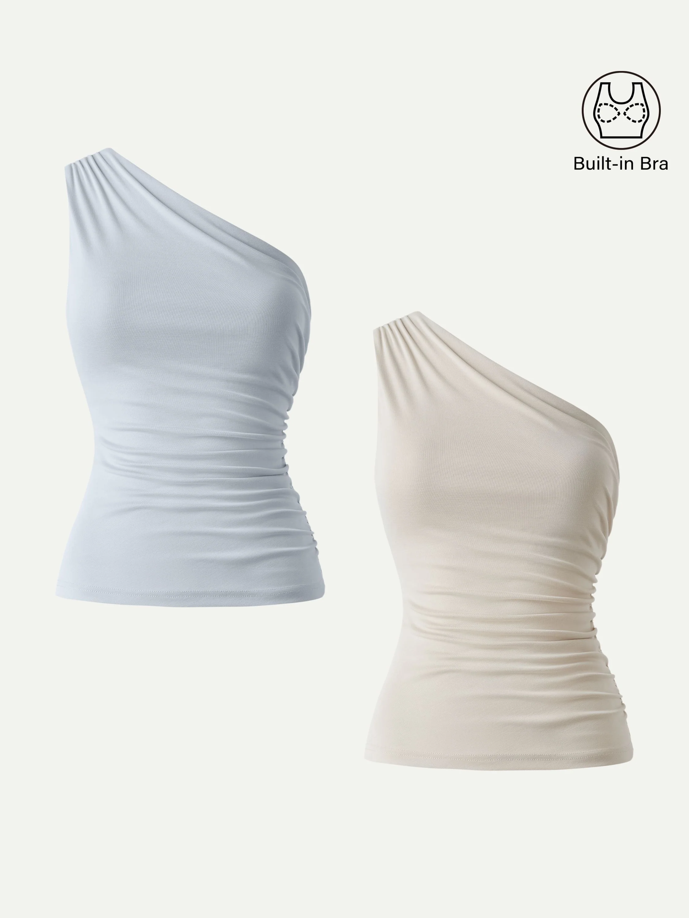 Sandwashed One Shoulder Ruched Bra Tank - Image 22
