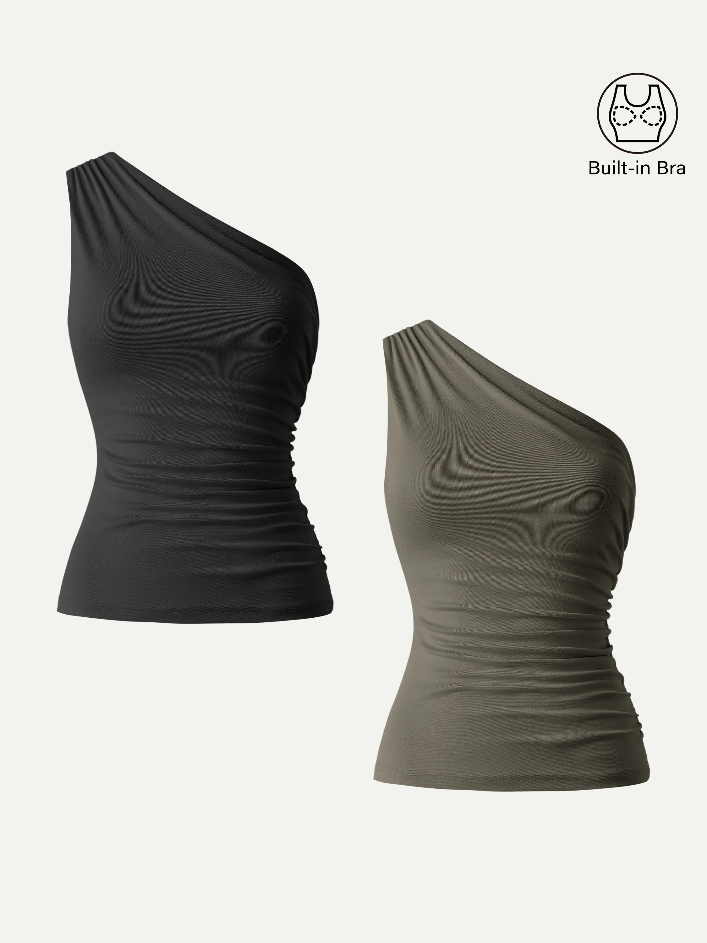 Sandwashed One Shoulder Ruched Bra Tank - Image 24