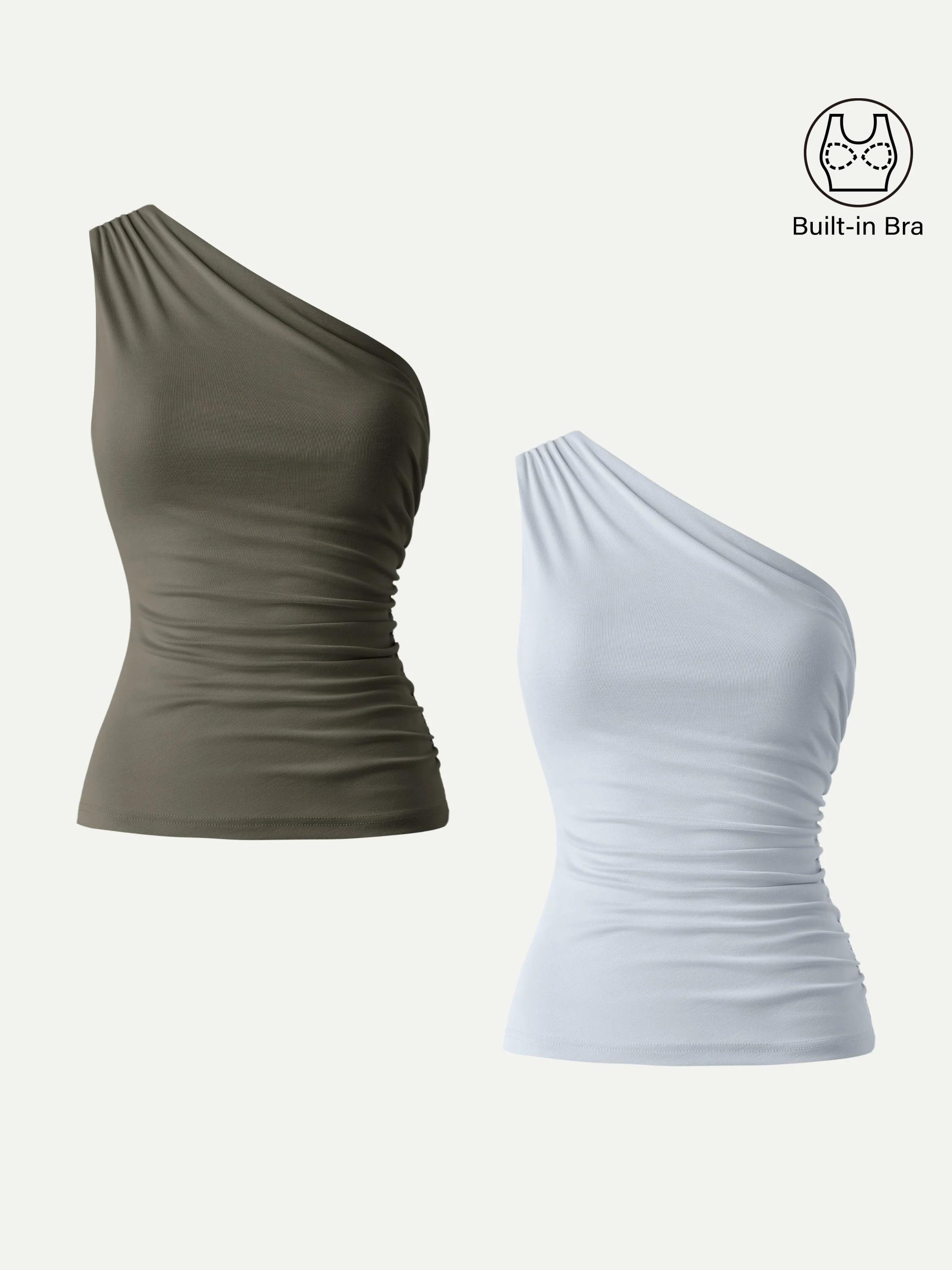 Sandwashed One Shoulder Ruched Bra Tank - Image 25