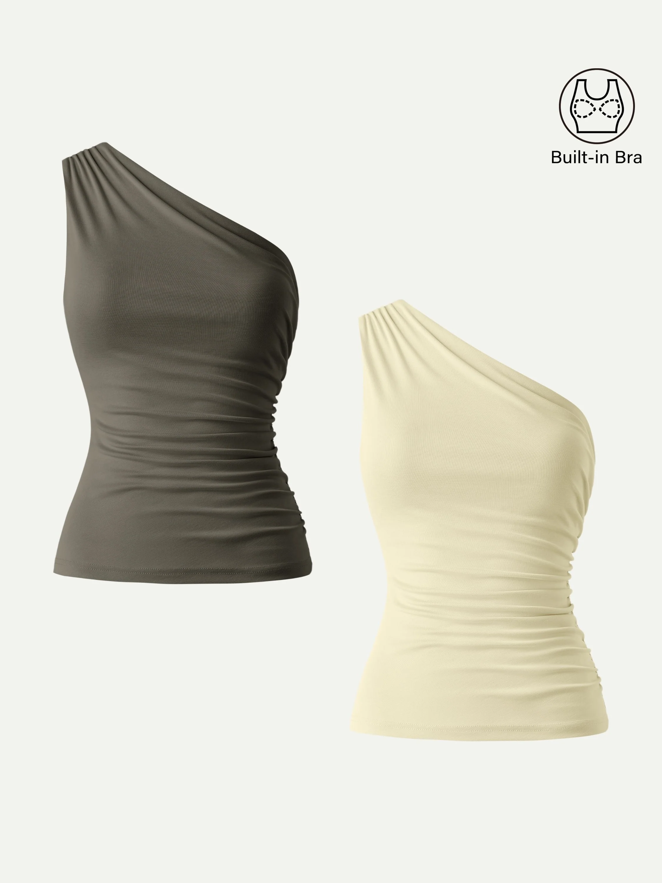 Sandwashed One Shoulder Ruched Bra Tank - Image 26