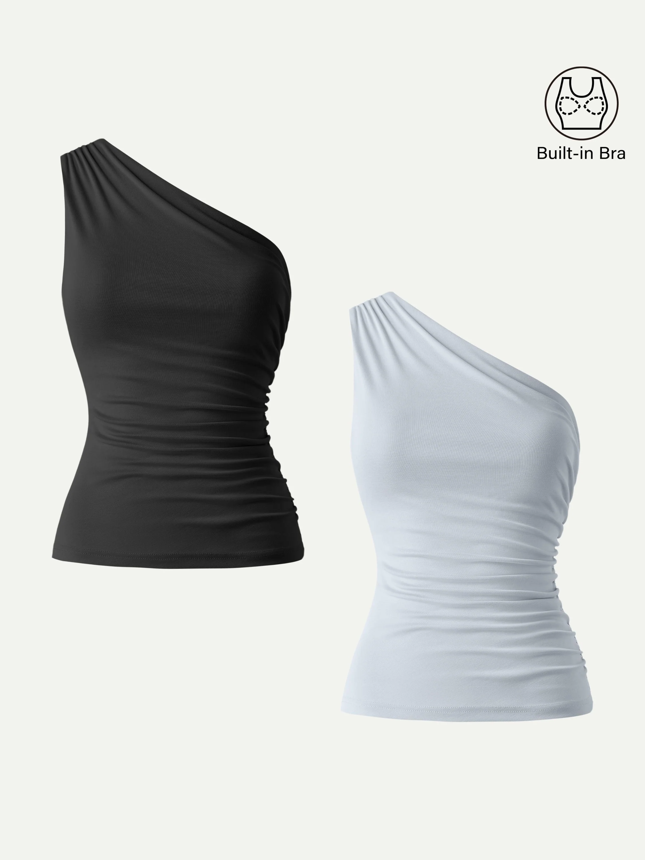 Sandwashed One Shoulder Ruched Bra Tank - Image 27