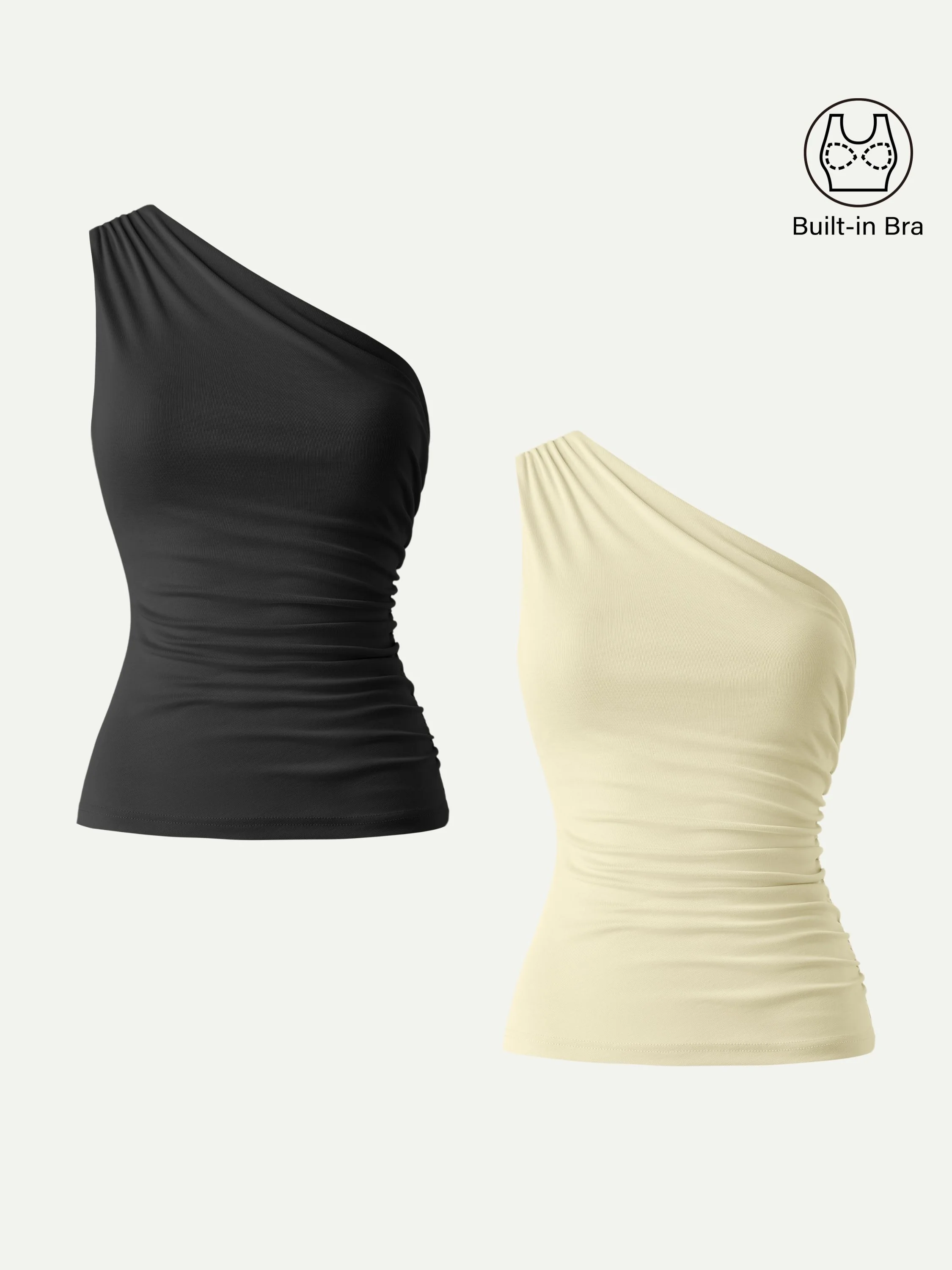 Sandwashed One Shoulder Ruched Bra Tank - Image 28