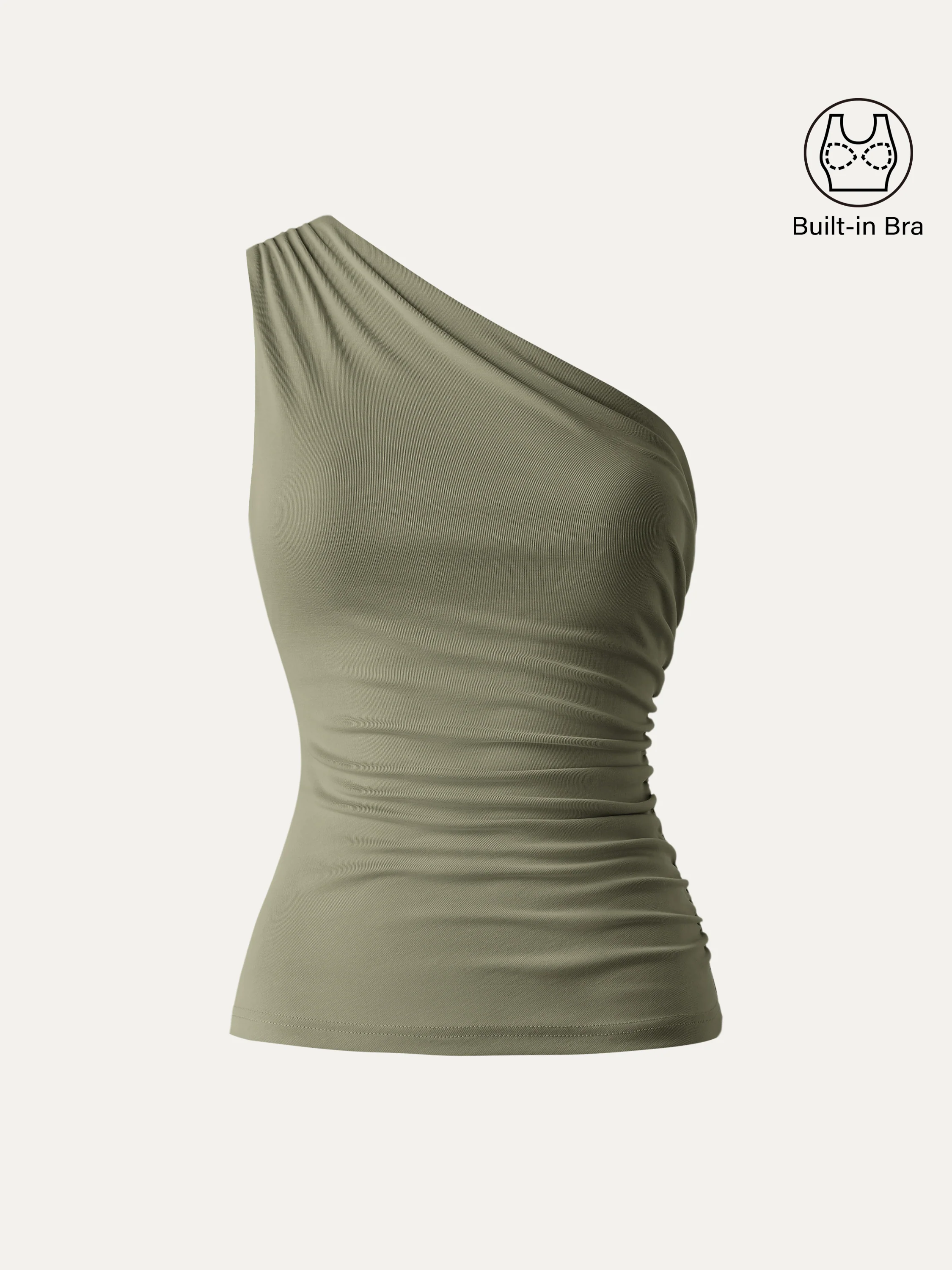 Sandwashed One Shoulder Ruched Bra Tank - Image 31