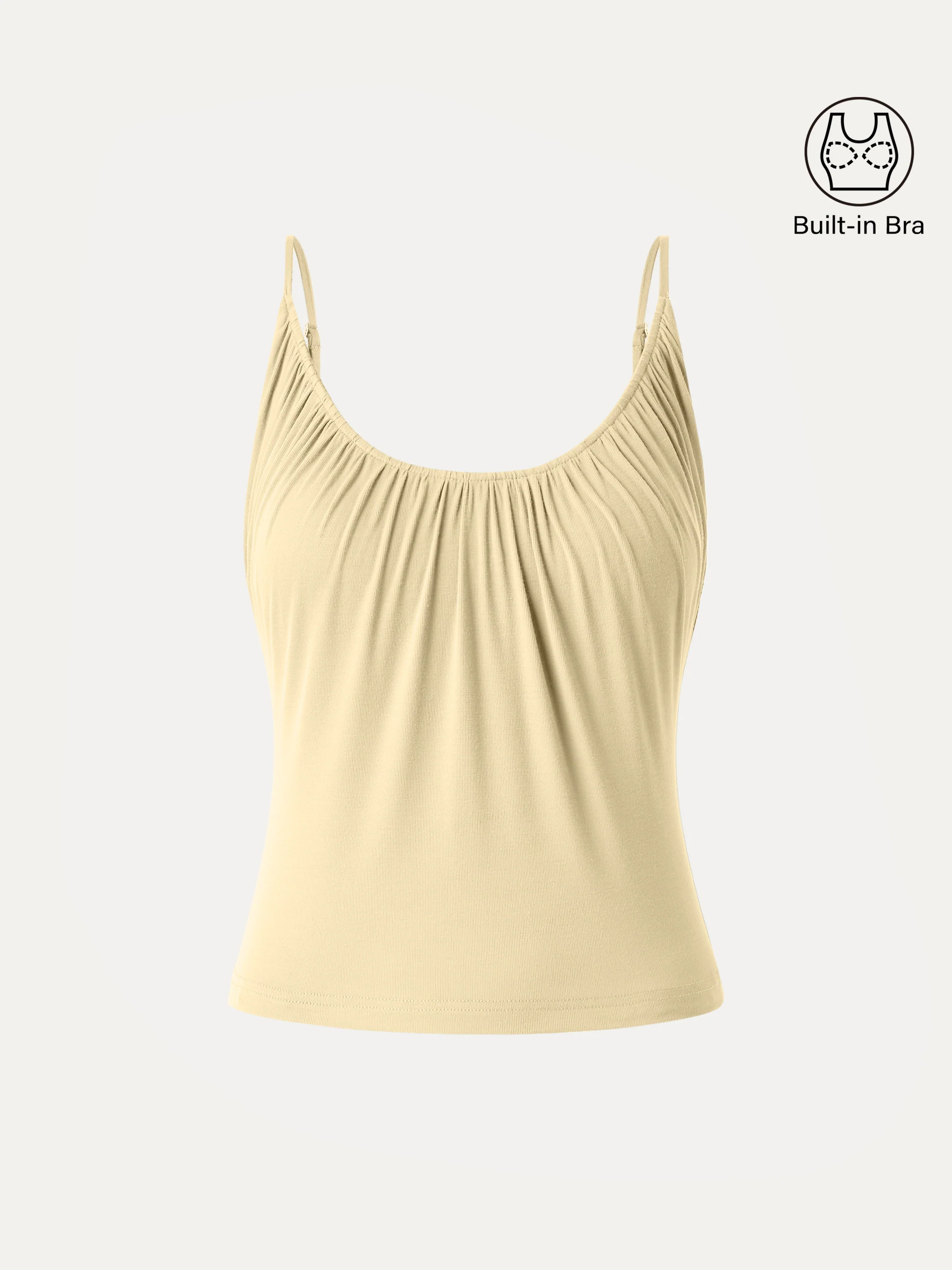 Scoop Neck Gathered Spaghetti Bra Tank - Image 11