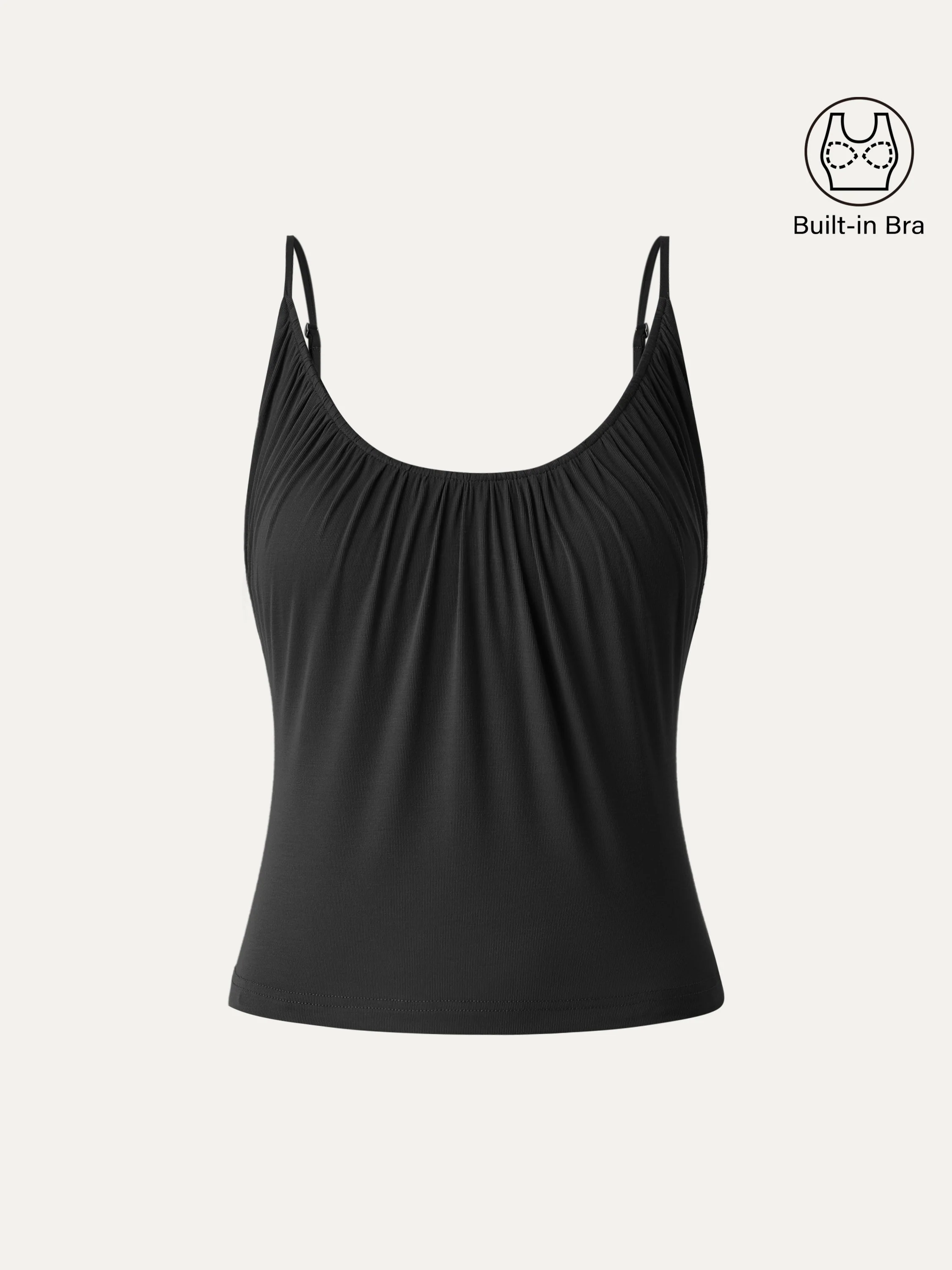 Scoop Neck Gathered Spaghetti Bra Tank - Image 12