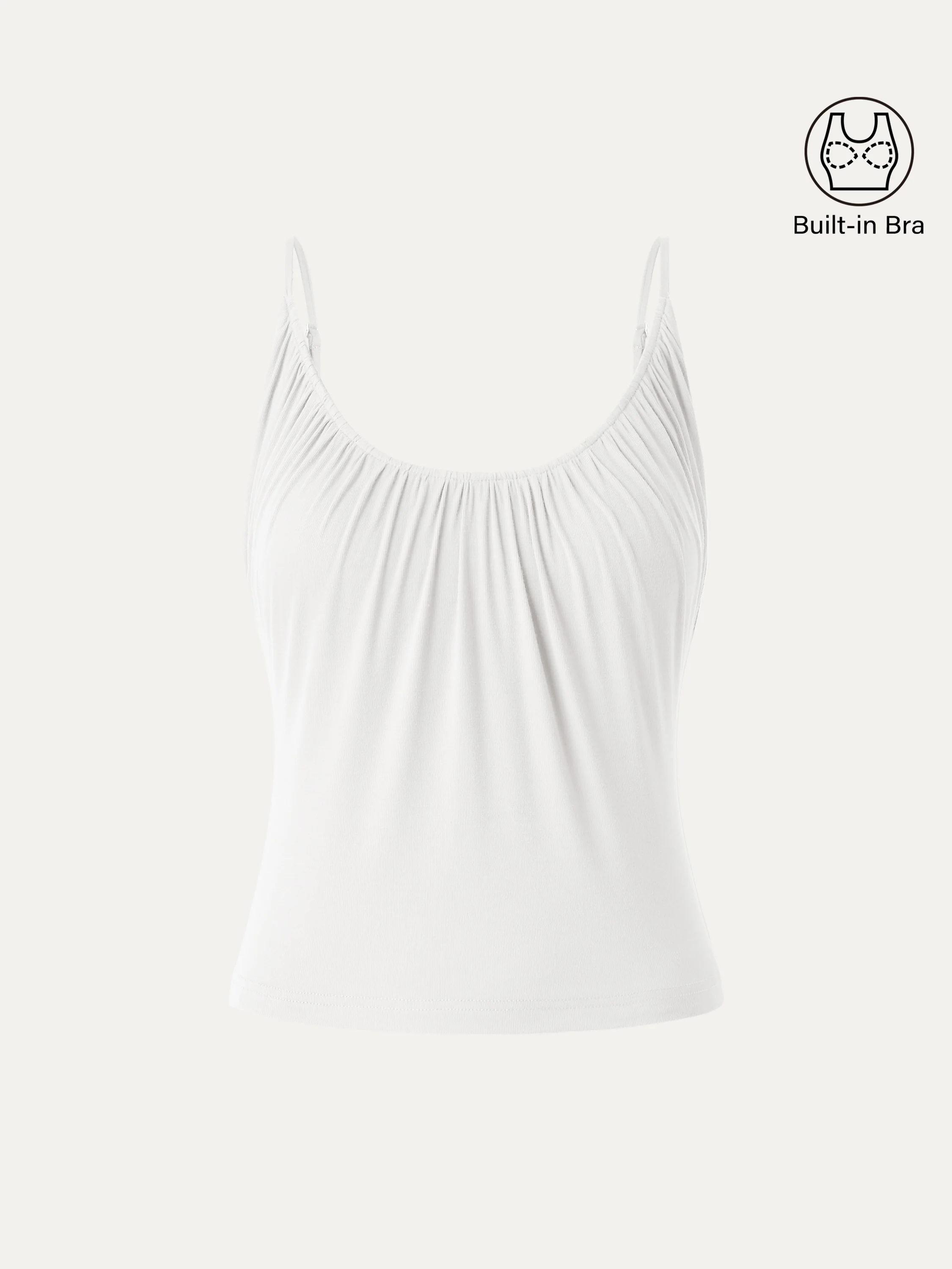 Scoop Neck Gathered Spaghetti Bra Tank - Image 13