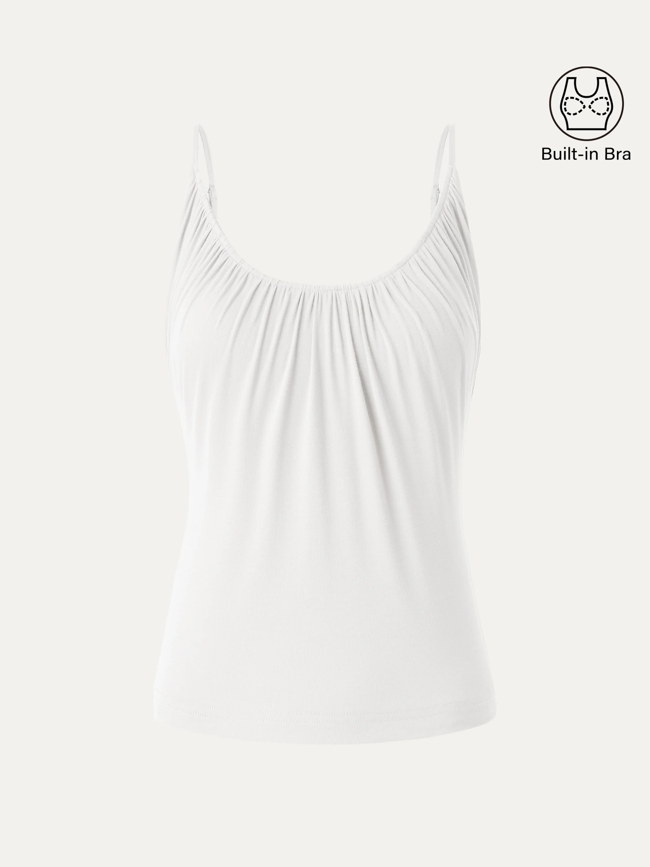 Scoop Neck Gathered Spaghetti Bra Tank - Image 14