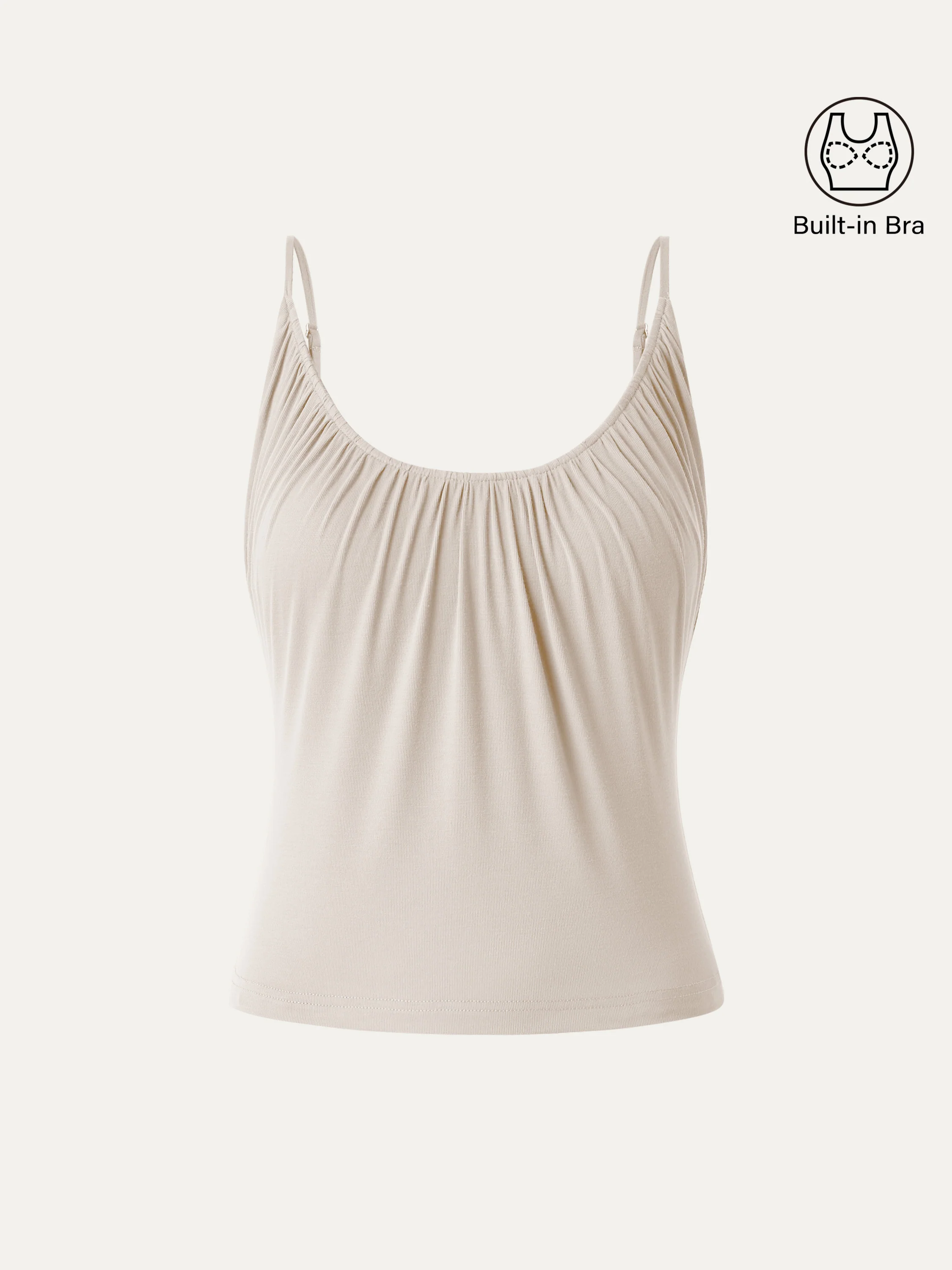 Scoop Neck Gathered Spaghetti Bra Tank - Image 15