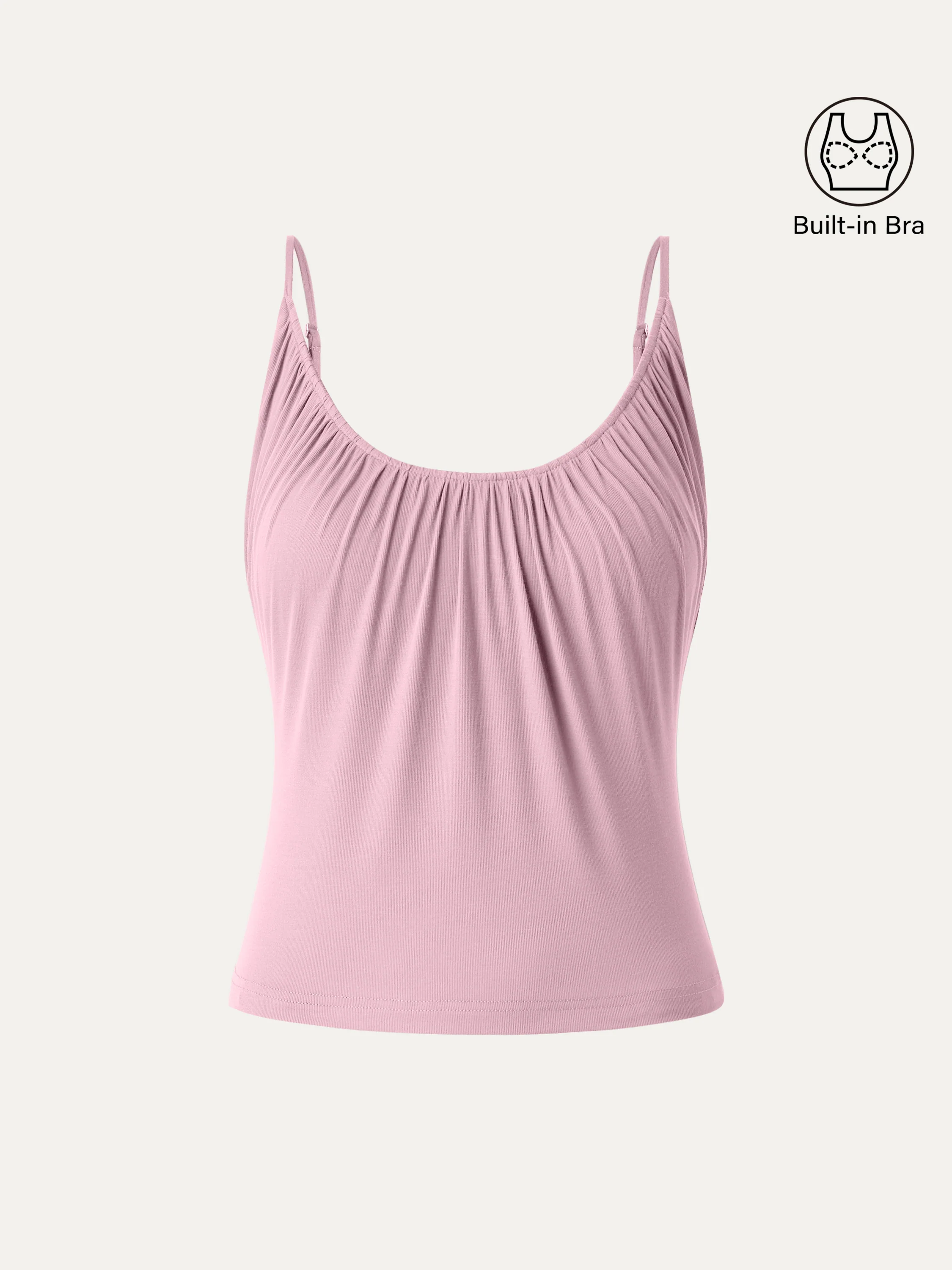 Scoop Neck Gathered Spaghetti Bra Tank - Image 16