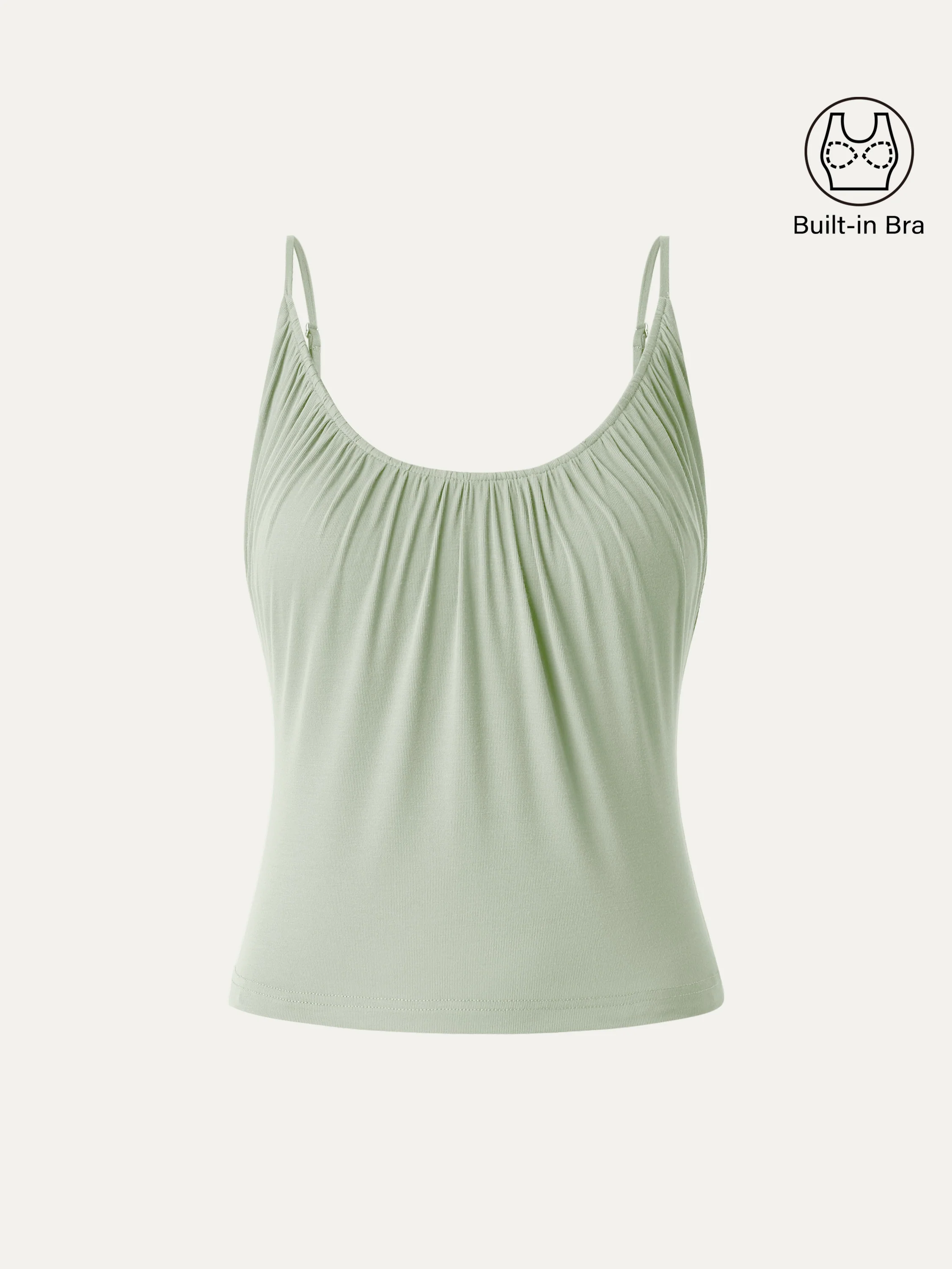 Scoop Neck Gathered Spaghetti Bra Tank - Image 17