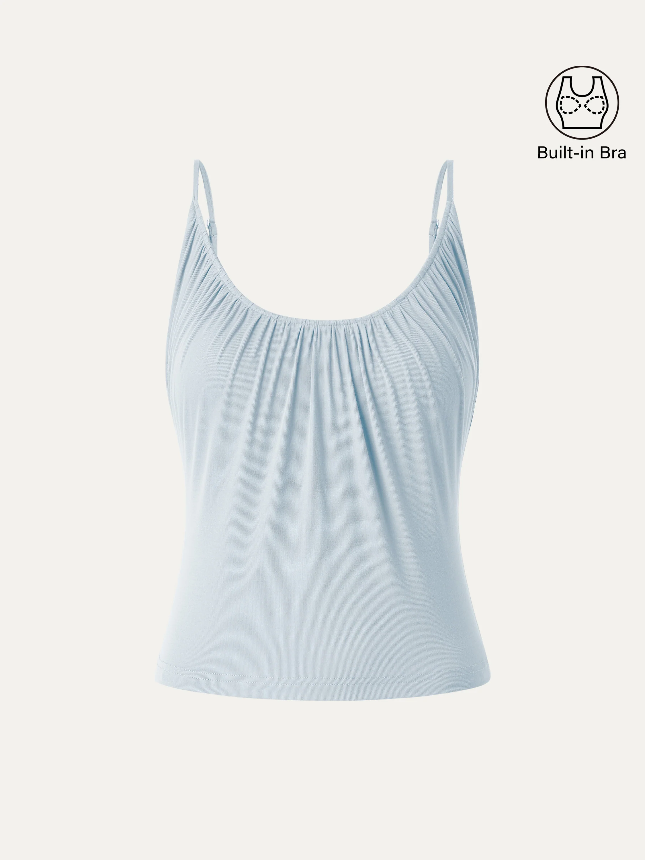Scoop Neck Gathered Spaghetti Bra Tank - Image 18