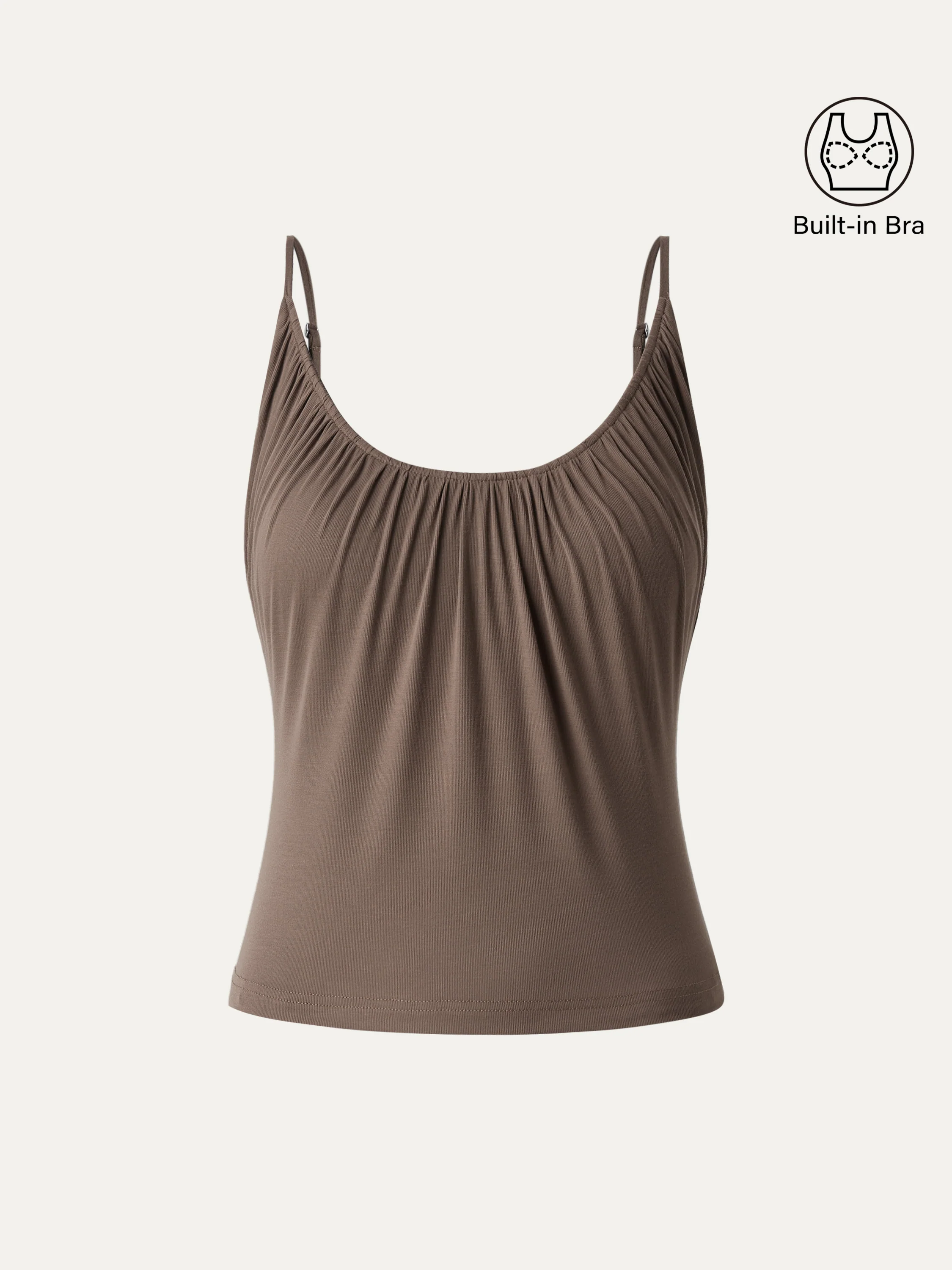 Scoop Neck Gathered Spaghetti Bra Tank - Image 3