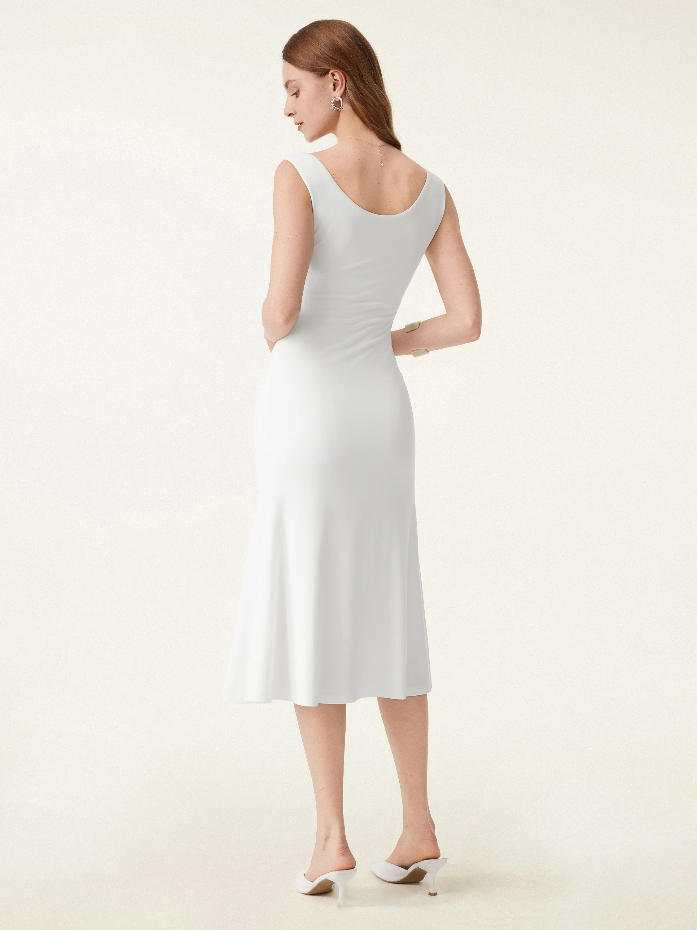 Scoop Neck Midi Low Back Bra Dress - Image 8