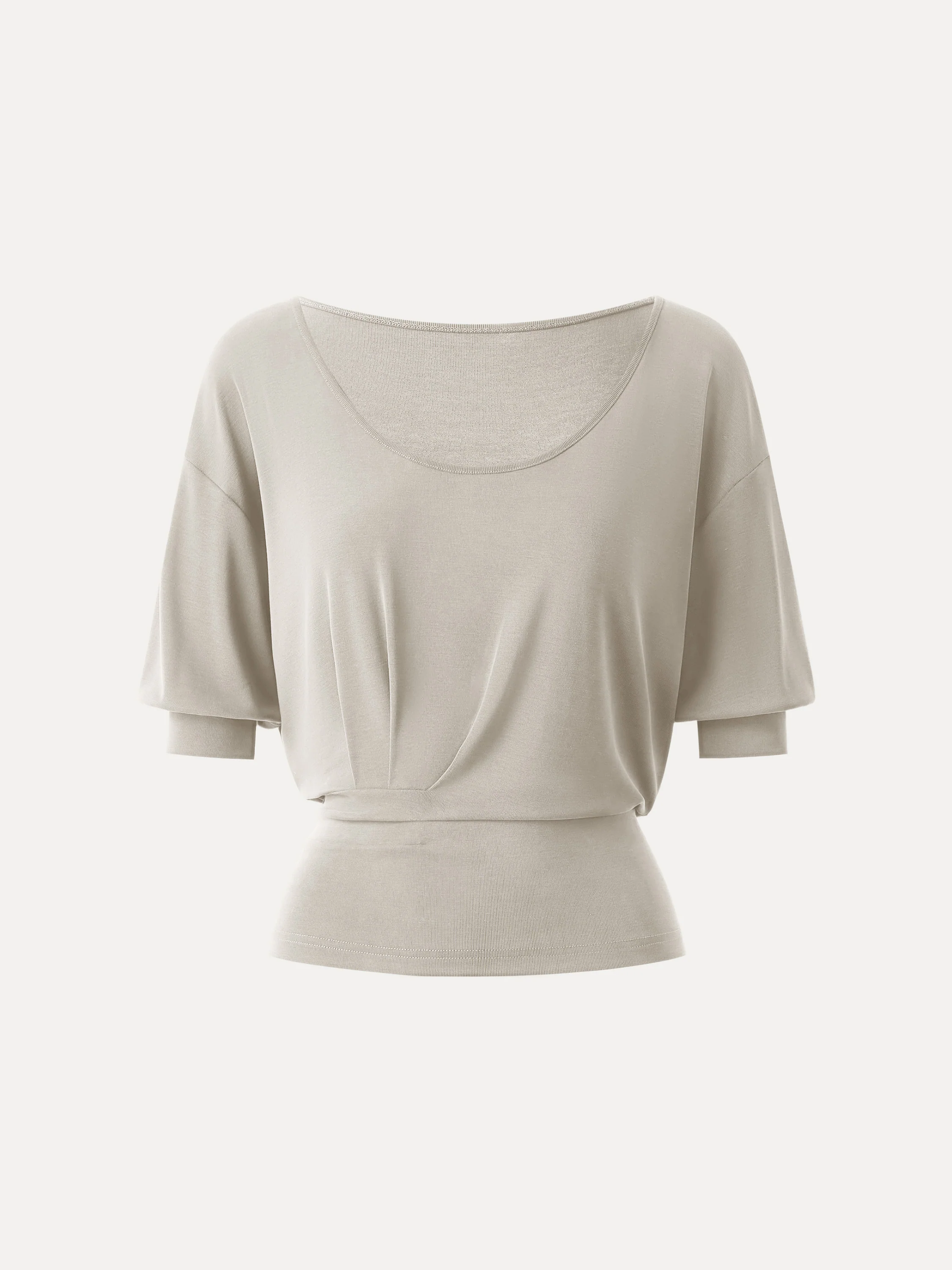 Scoop Neck Short Sleeve Tucked Tee - Image 11