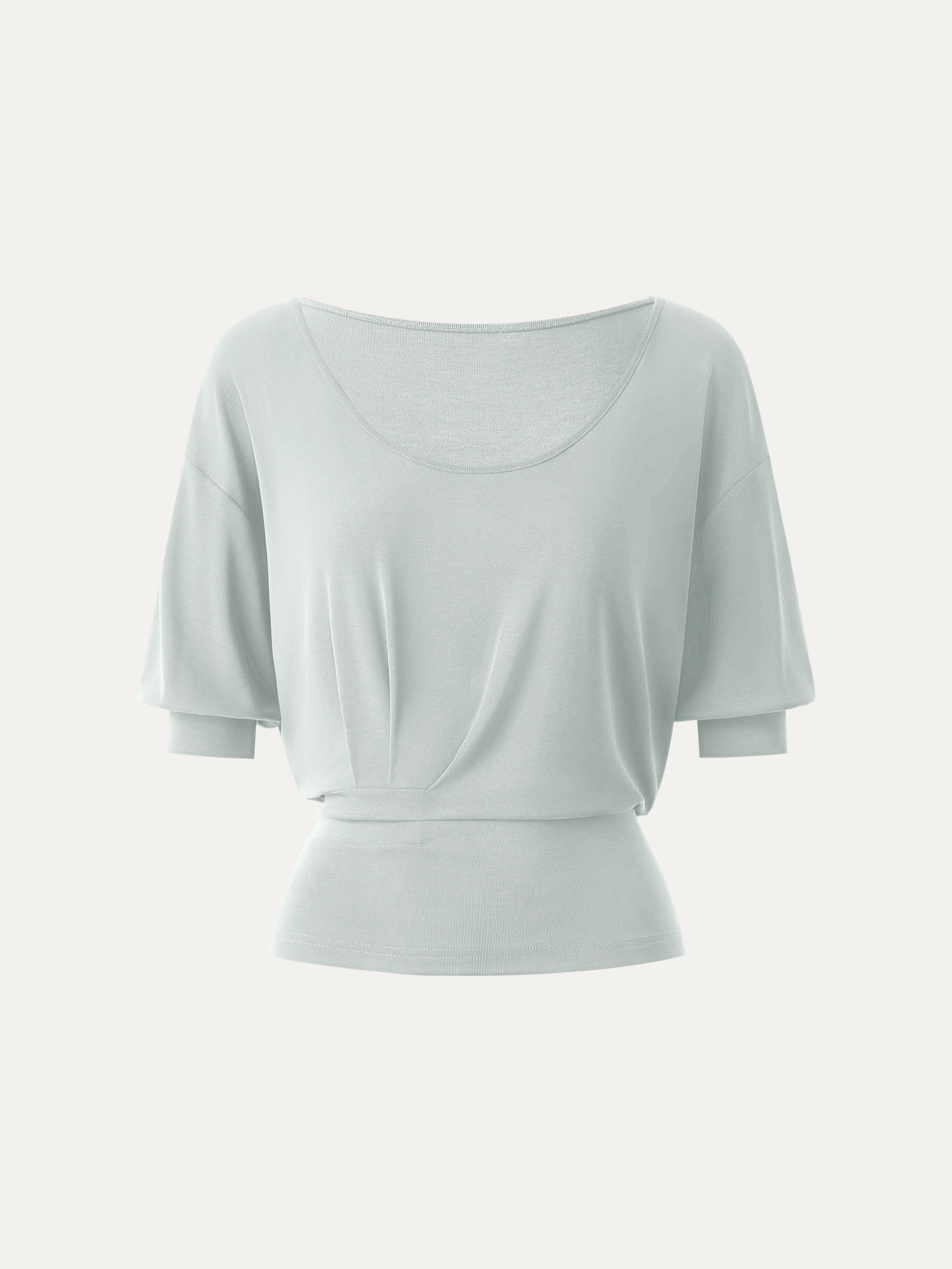 Scoop Neck Short Sleeve Tucked Tee - Image 13