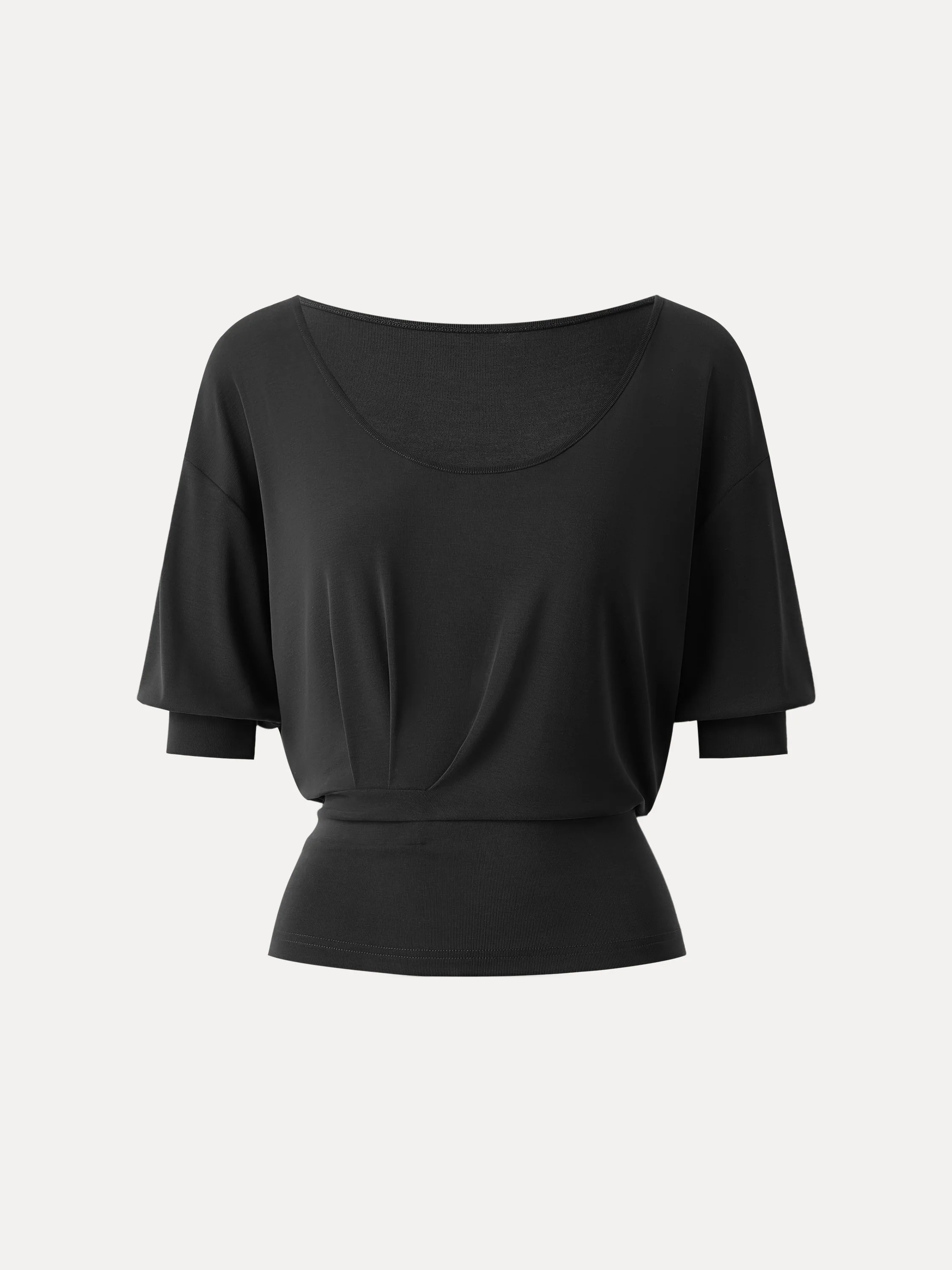 Scoop Neck Short Sleeve Tucked Tee - Image 14