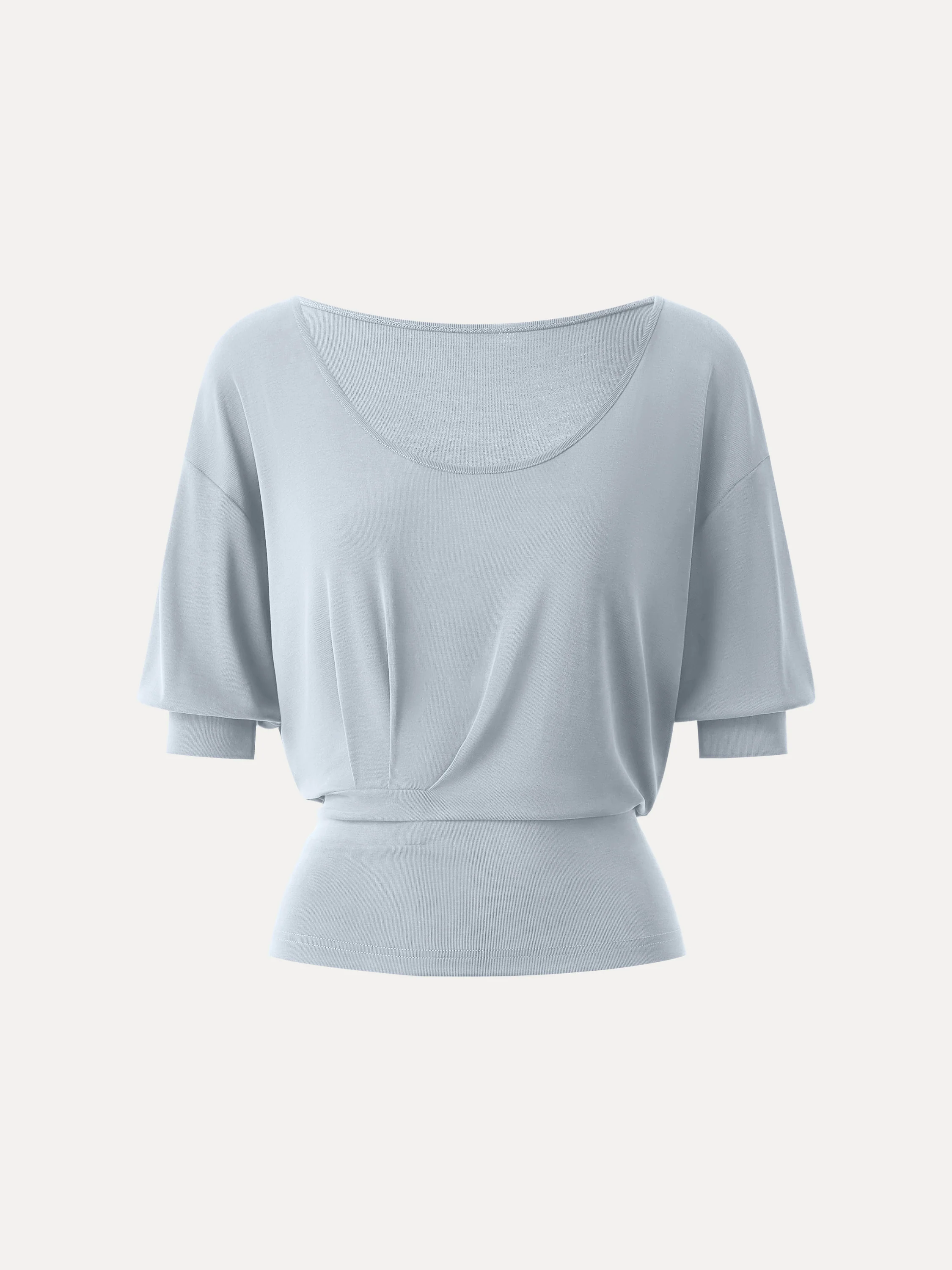 Scoop Neck Short Sleeve Tucked Tee - Image 15