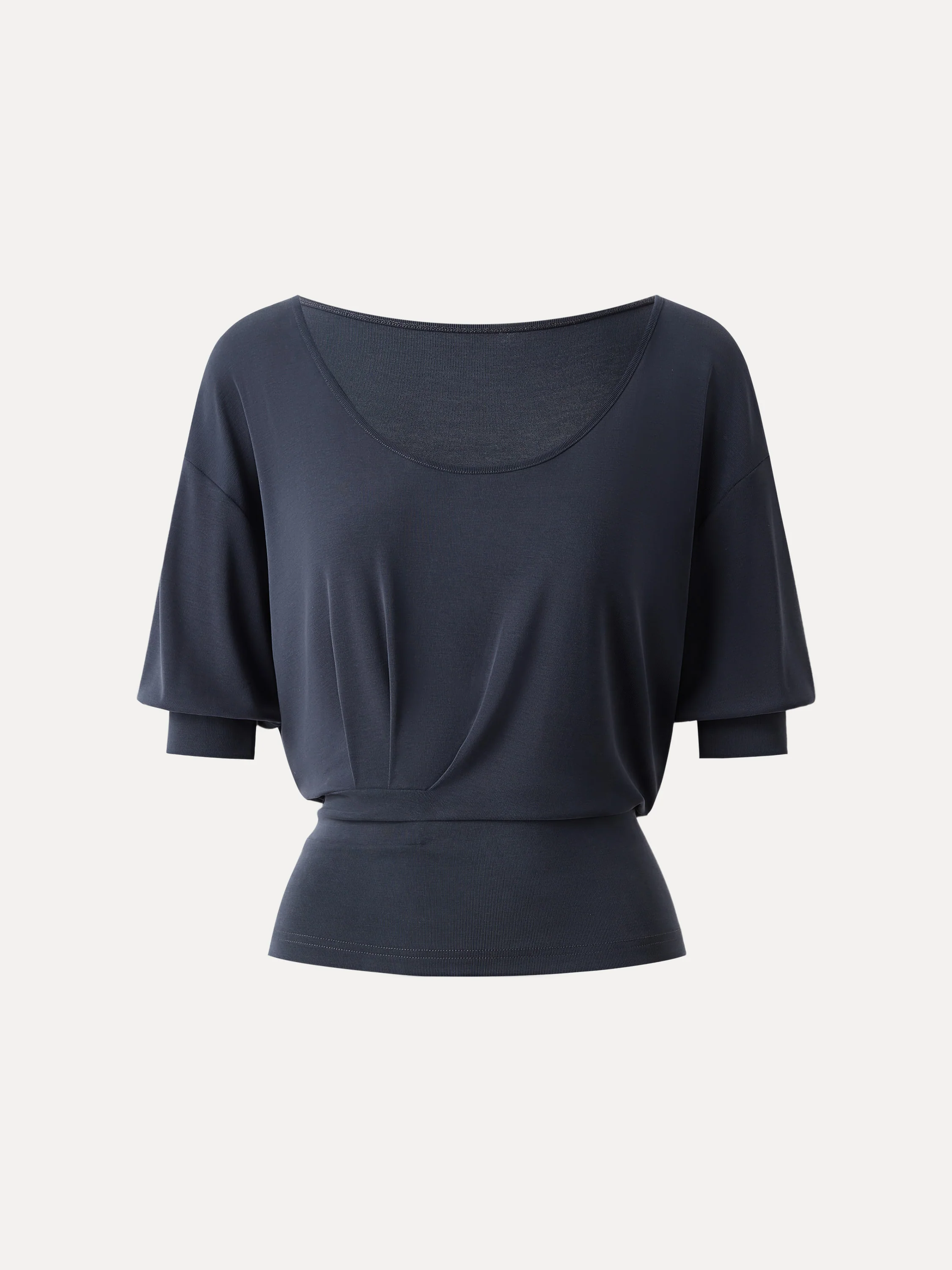 Scoop Neck Short Sleeve Tucked Tee - Image 4