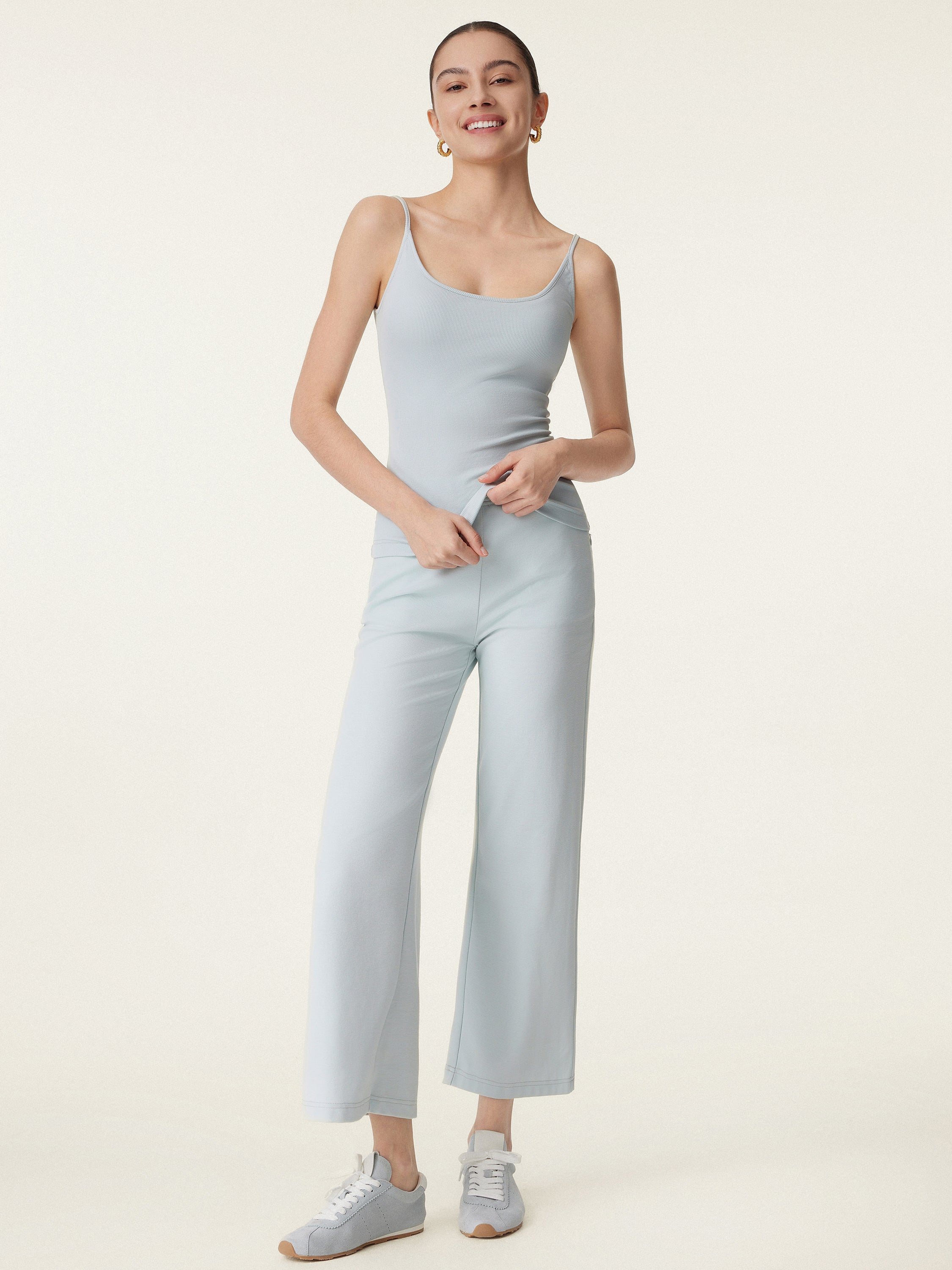 Scoop Neck Spaghetti Strap New Airy Bra Tank Top - Image 10