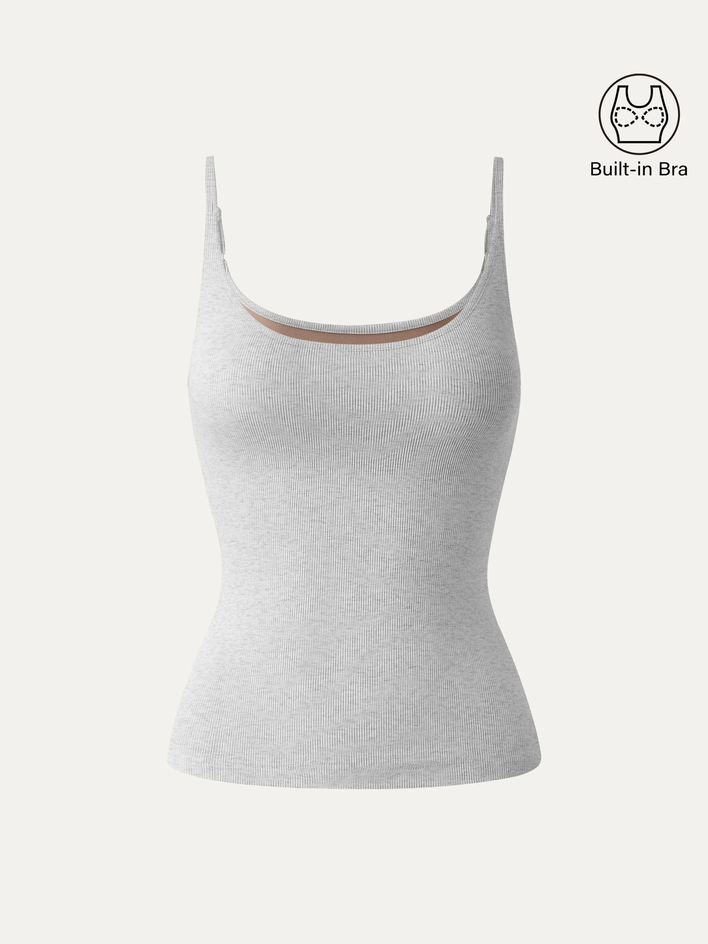 Scoop Neck Spaghetti Strap New Airy Bra Tank Top - Image 18