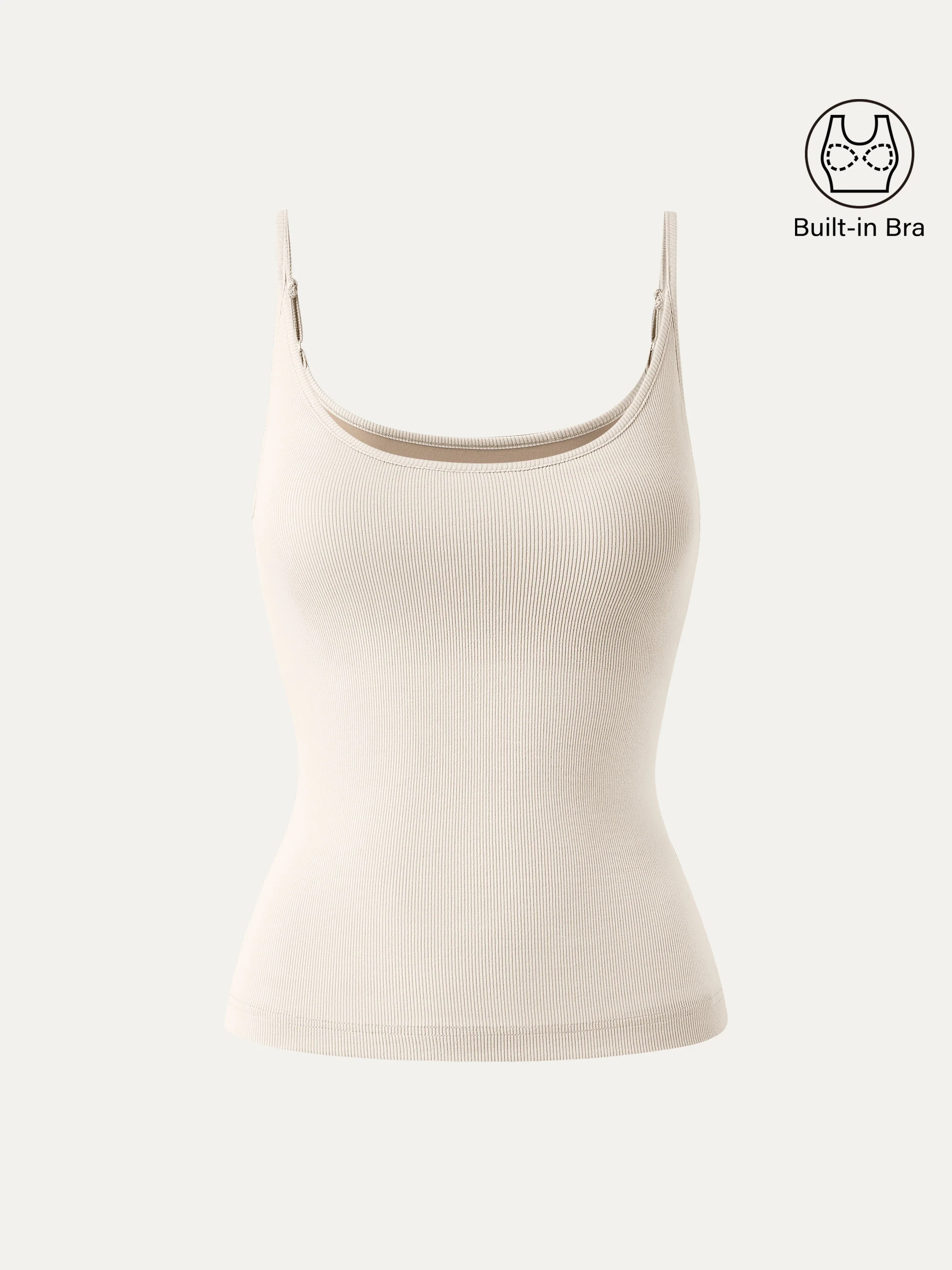 Scoop Neck Spaghetti Strap New Airy Bra Tank Top - Image 2
