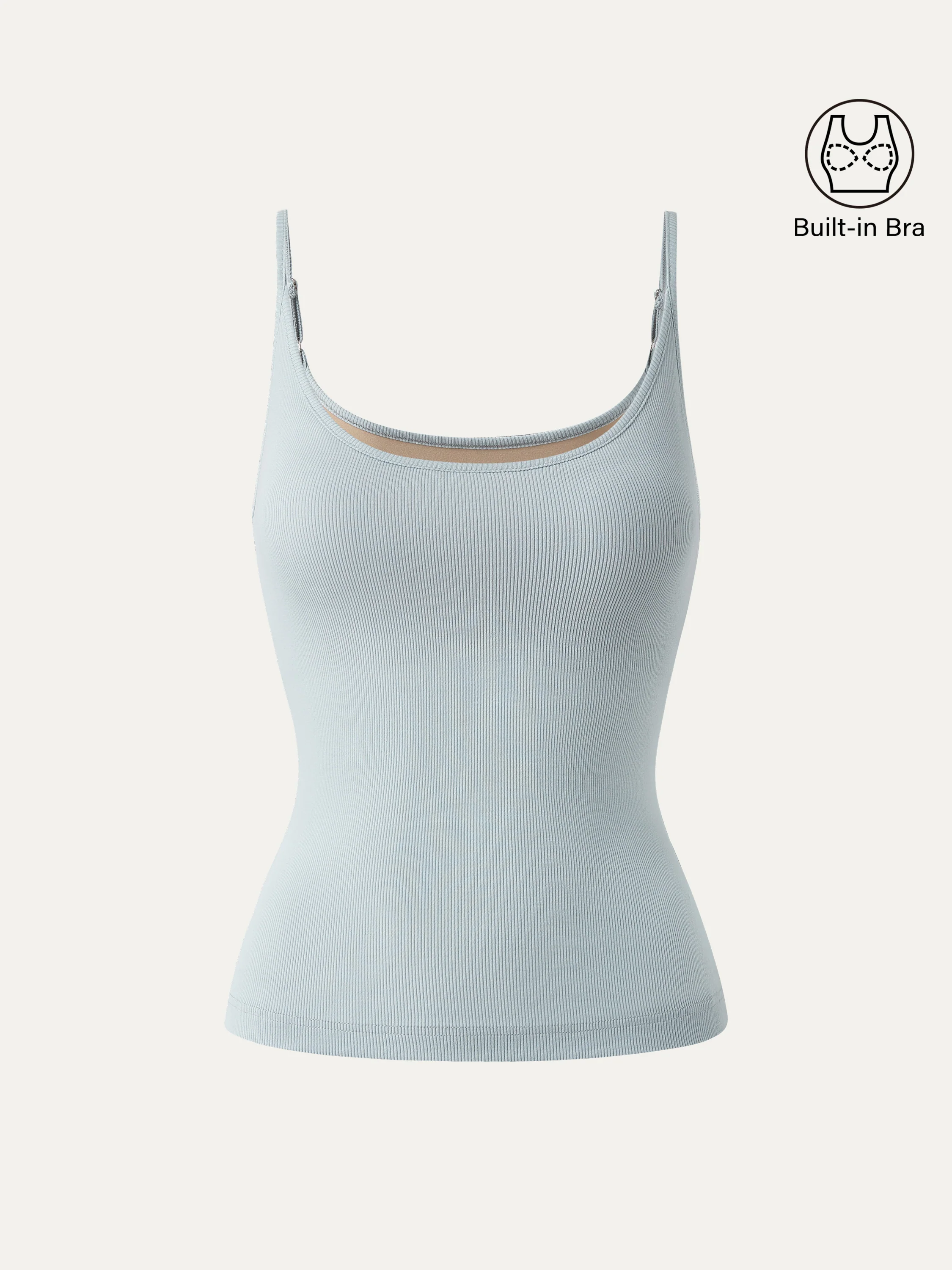 Scoop Neck Spaghetti Strap New Airy Bra Tank Top - Image 9