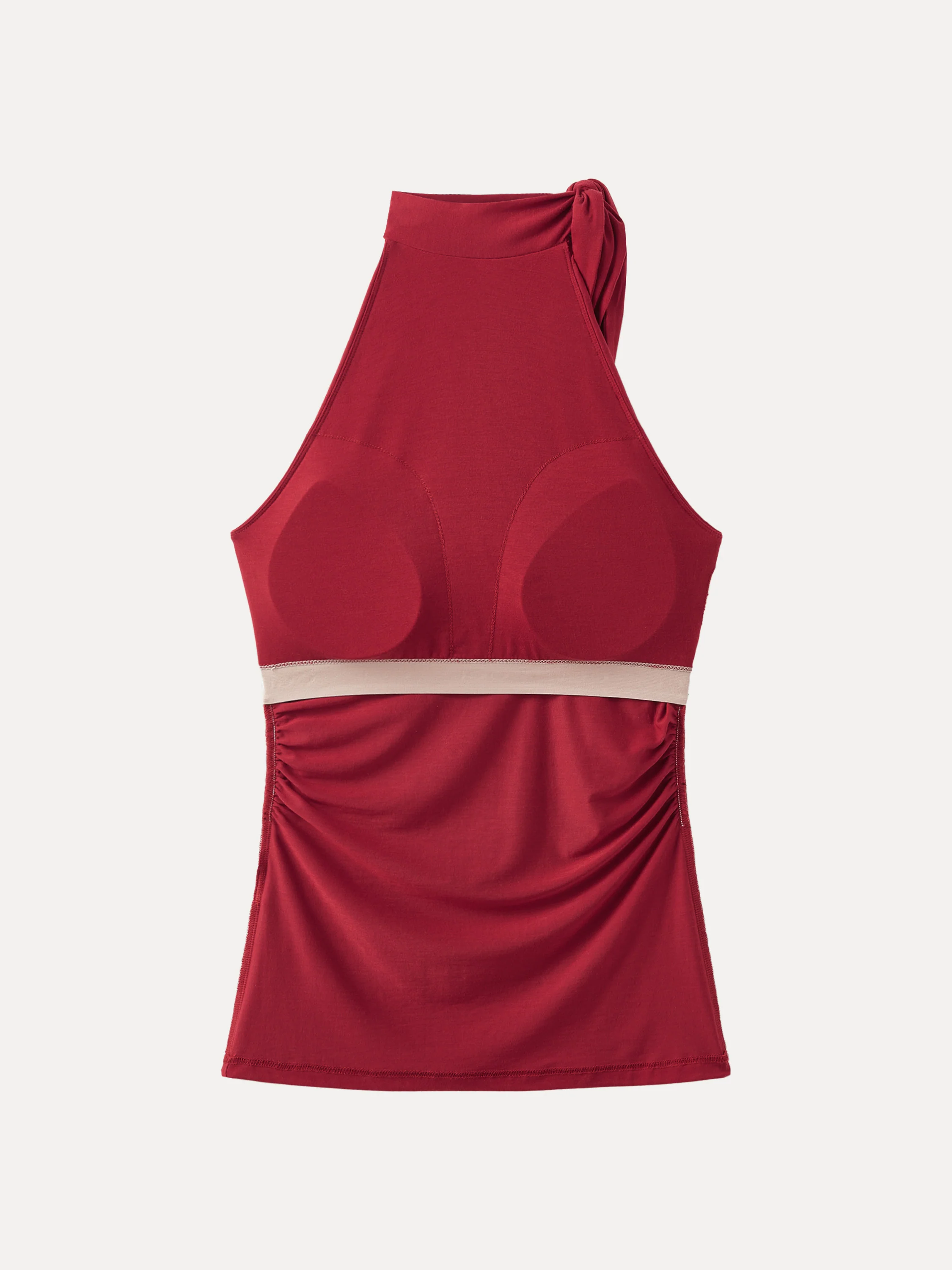 Side Ruched High Tie Neck New Airy Bra Tank - Image 12