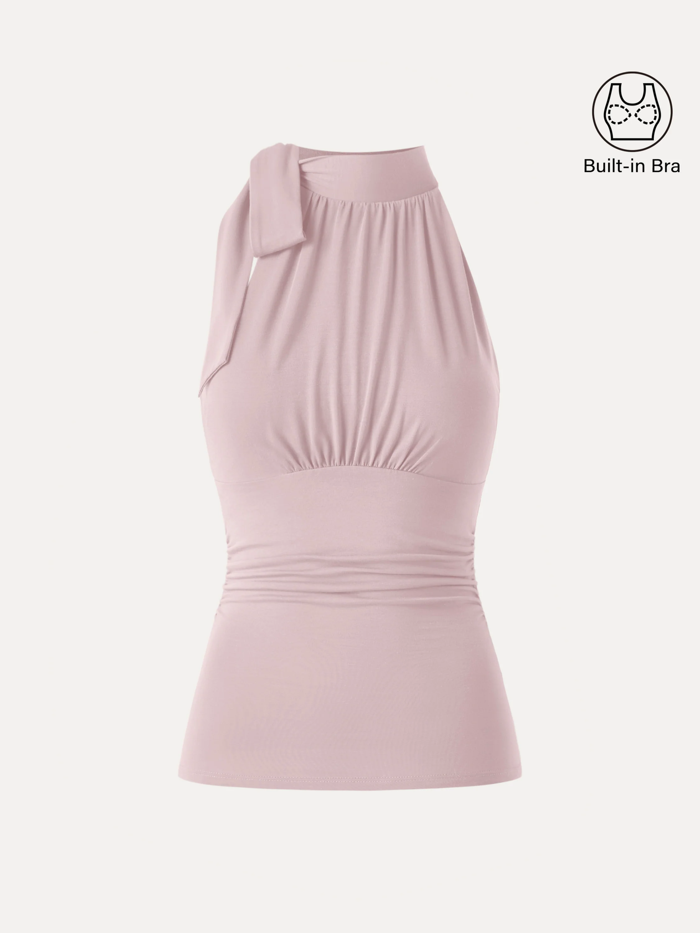 Side Ruched High Tie Neck New Airy Bra Tank - Image 15