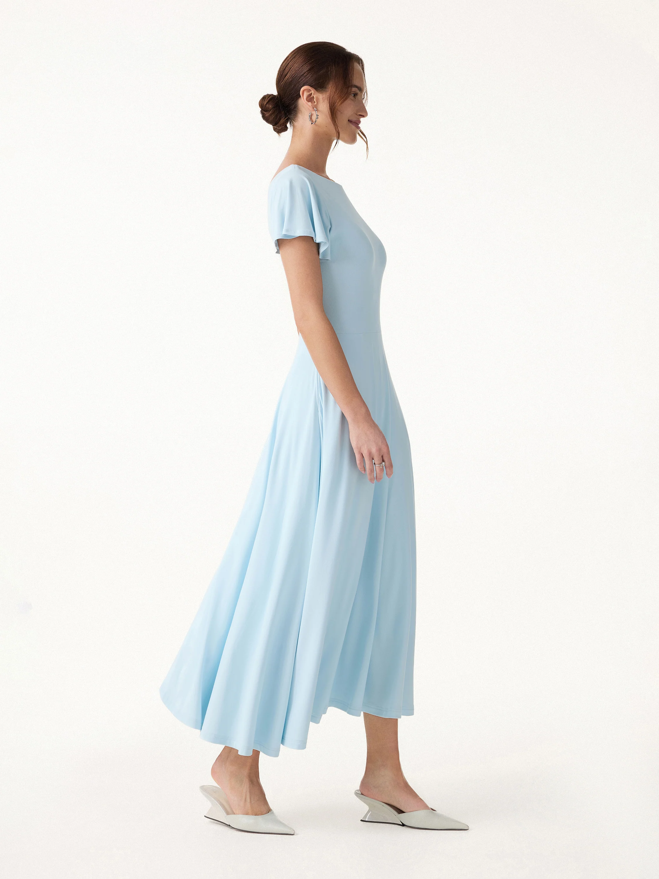 SkinKiss Boatneck Fit-and-Flare Maxi Travel Bra Dress with Pockets - Image 10