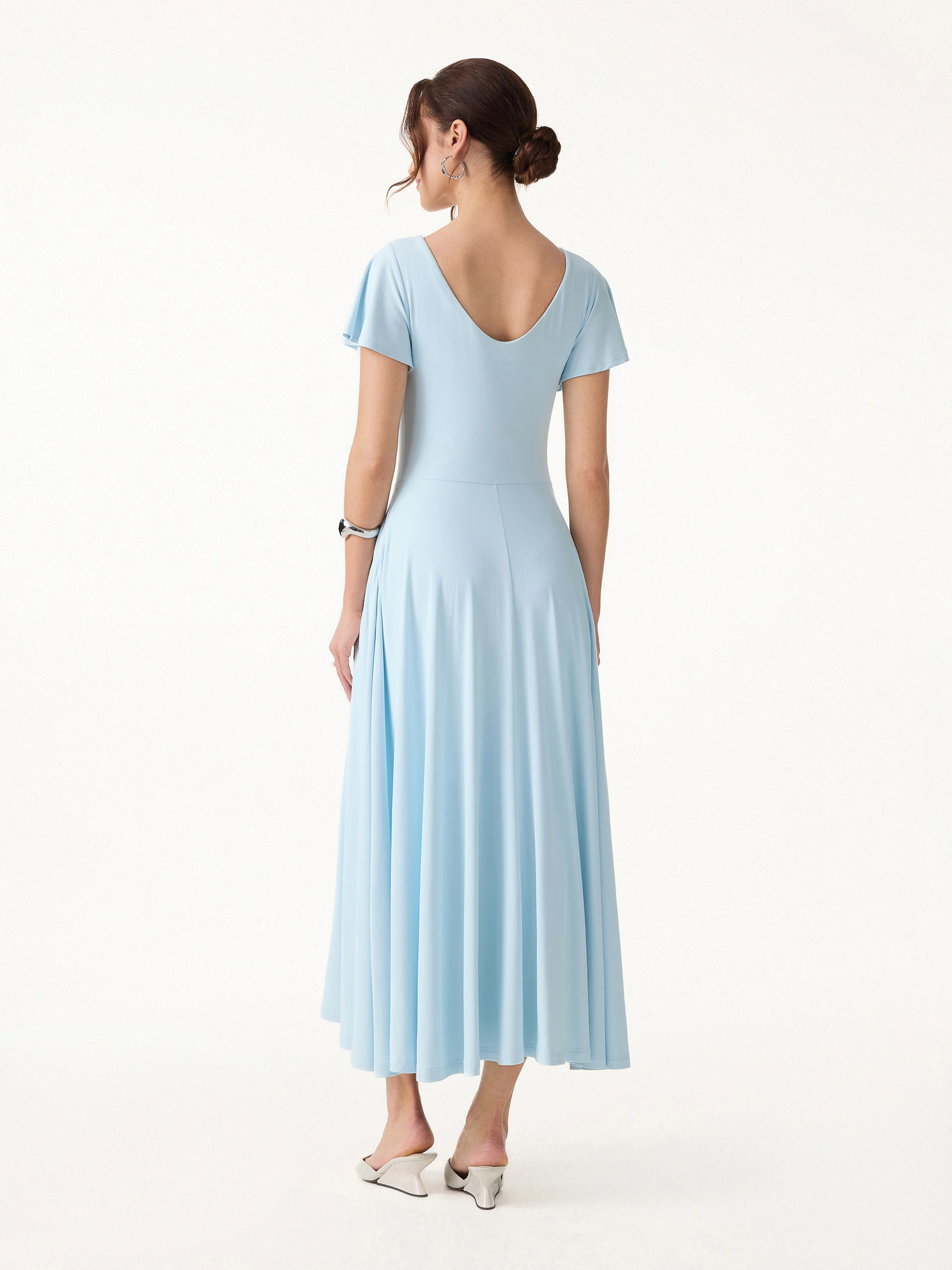 SkinKiss Boatneck Fit-and-Flare Maxi Travel Bra Dress with Pockets - Image 11