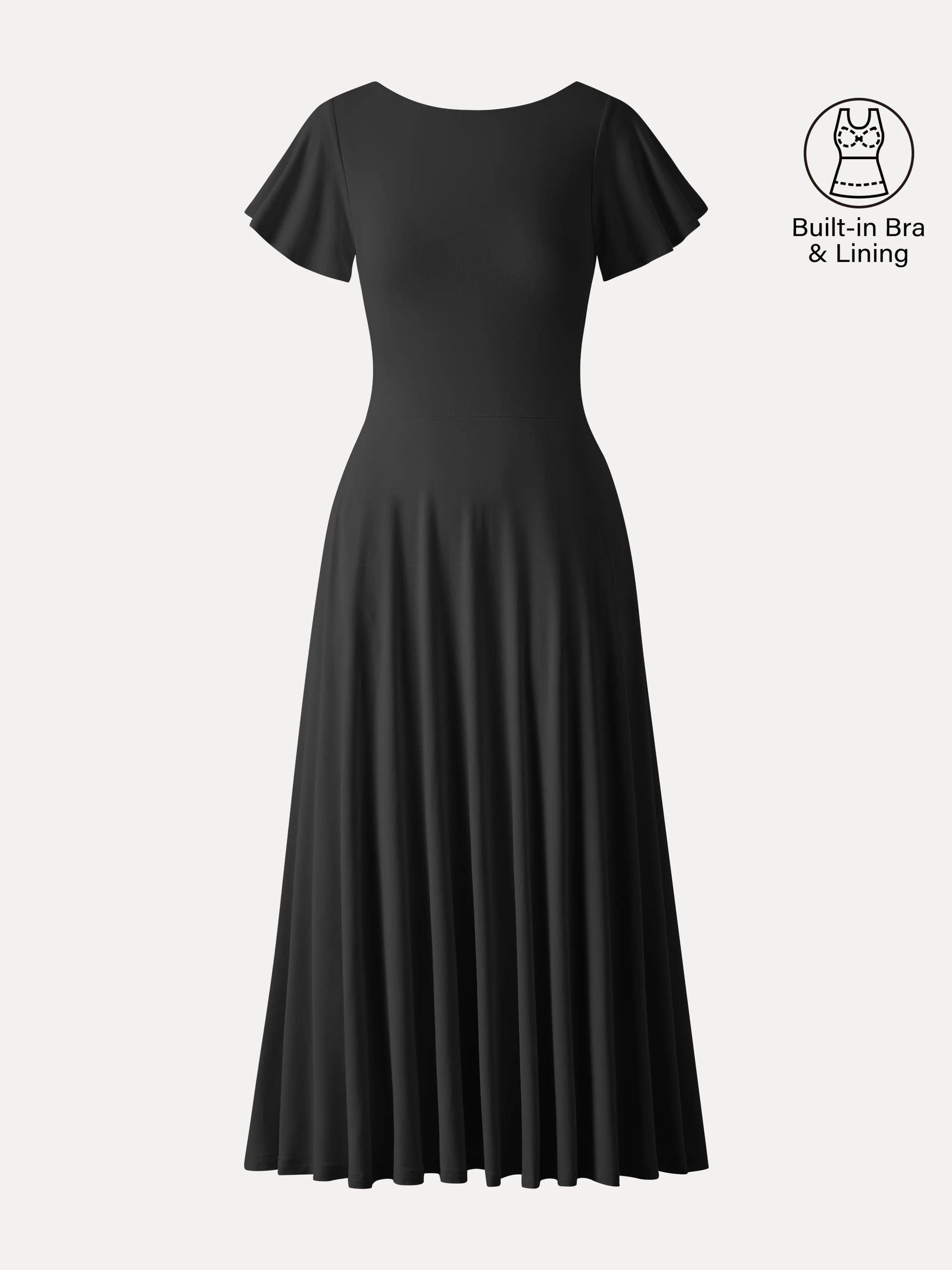 SkinKiss Boatneck Fit-and-Flare Maxi Travel Bra Dress with Pockets - Image 6