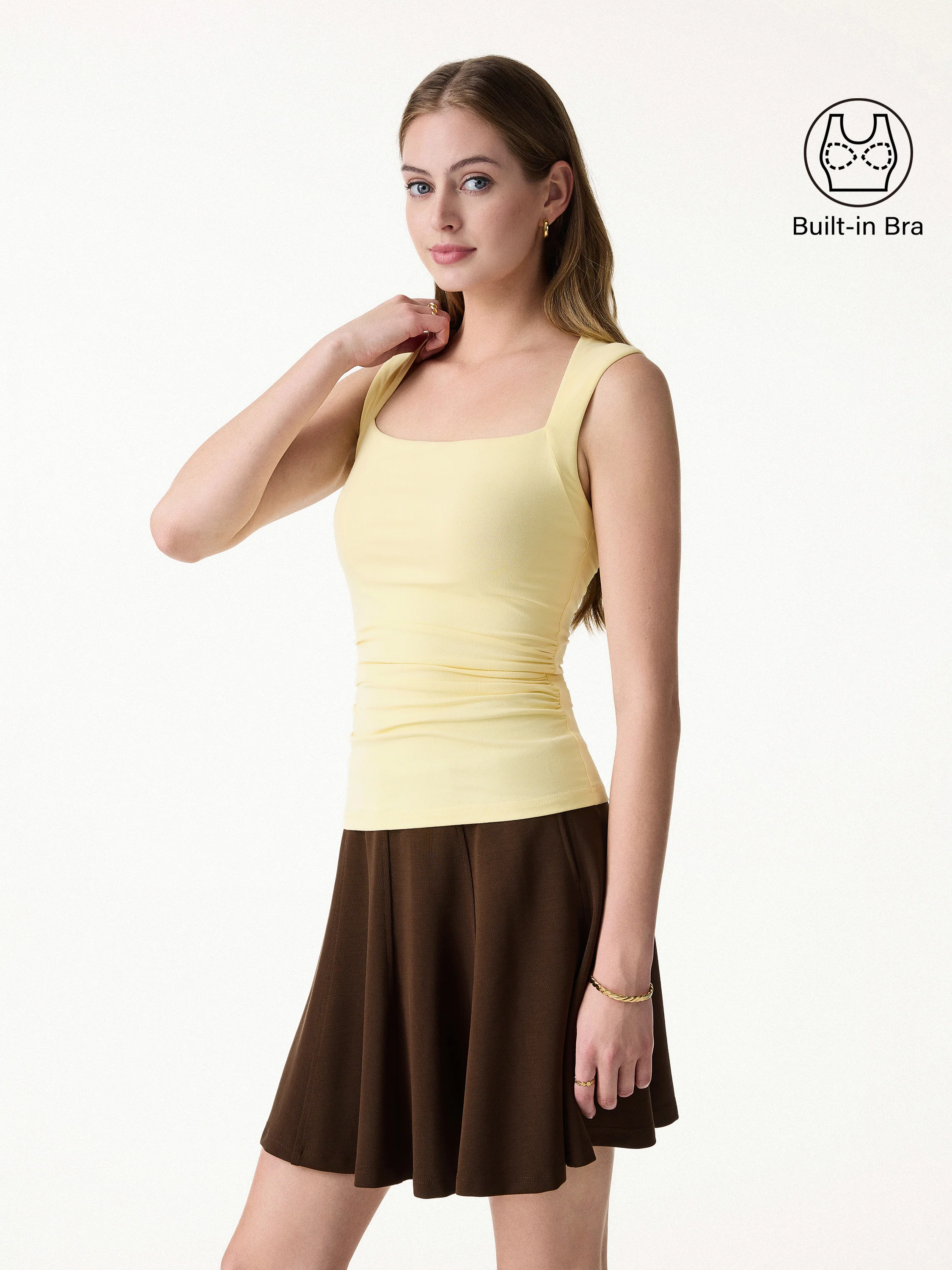 SkinKiss Angular Square Neck Ruched Bra Top - Image 3