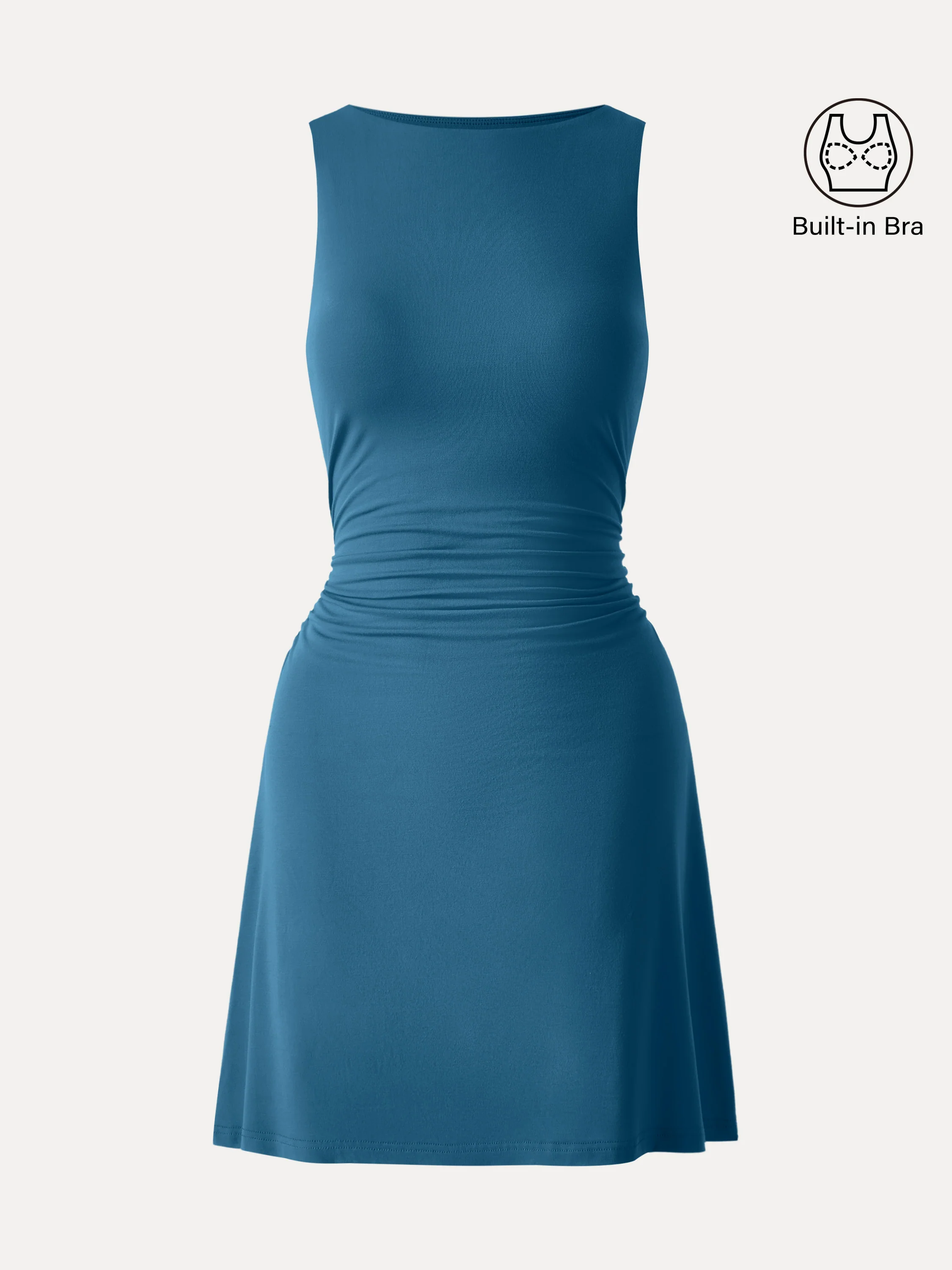 SkinKiss Boatneck Ruched A-line Mini Bra Dress - Image 13