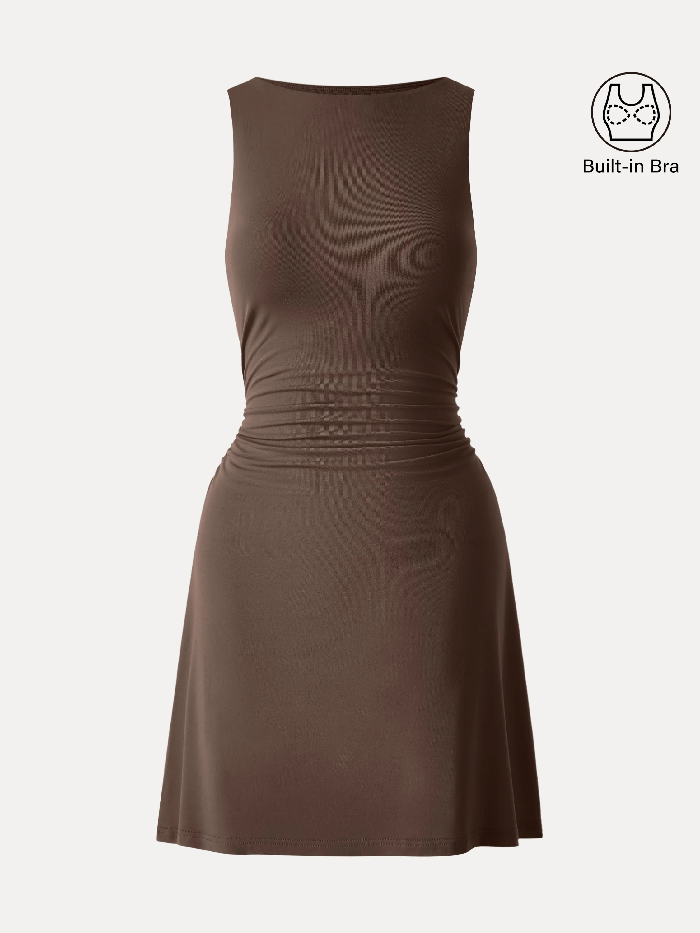 SkinKiss Boatneck Ruched A-line Mini Bra Dress - Image 15