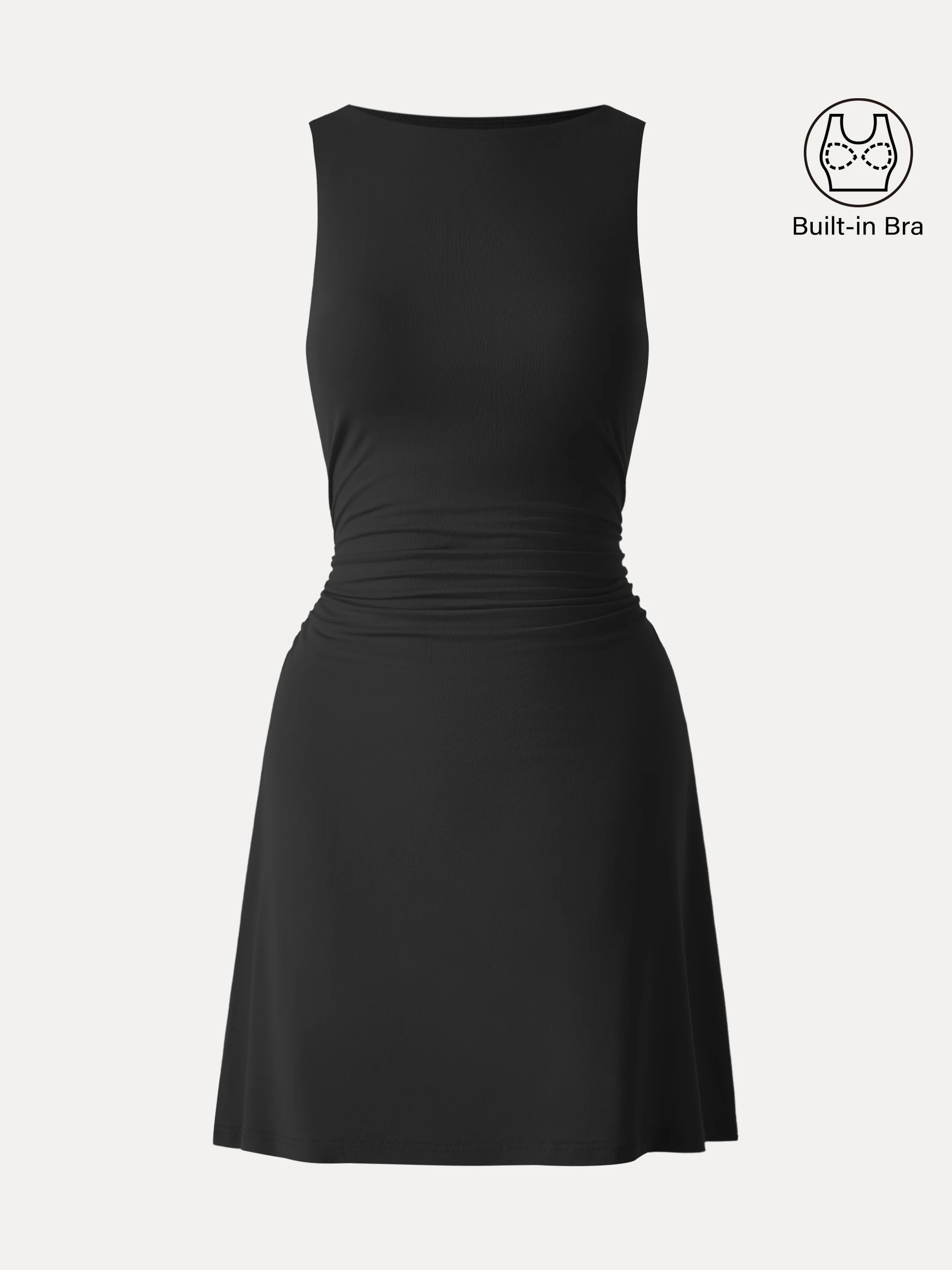 SkinKiss Boatneck Ruched A-line Mini Bra Dress - Image 16