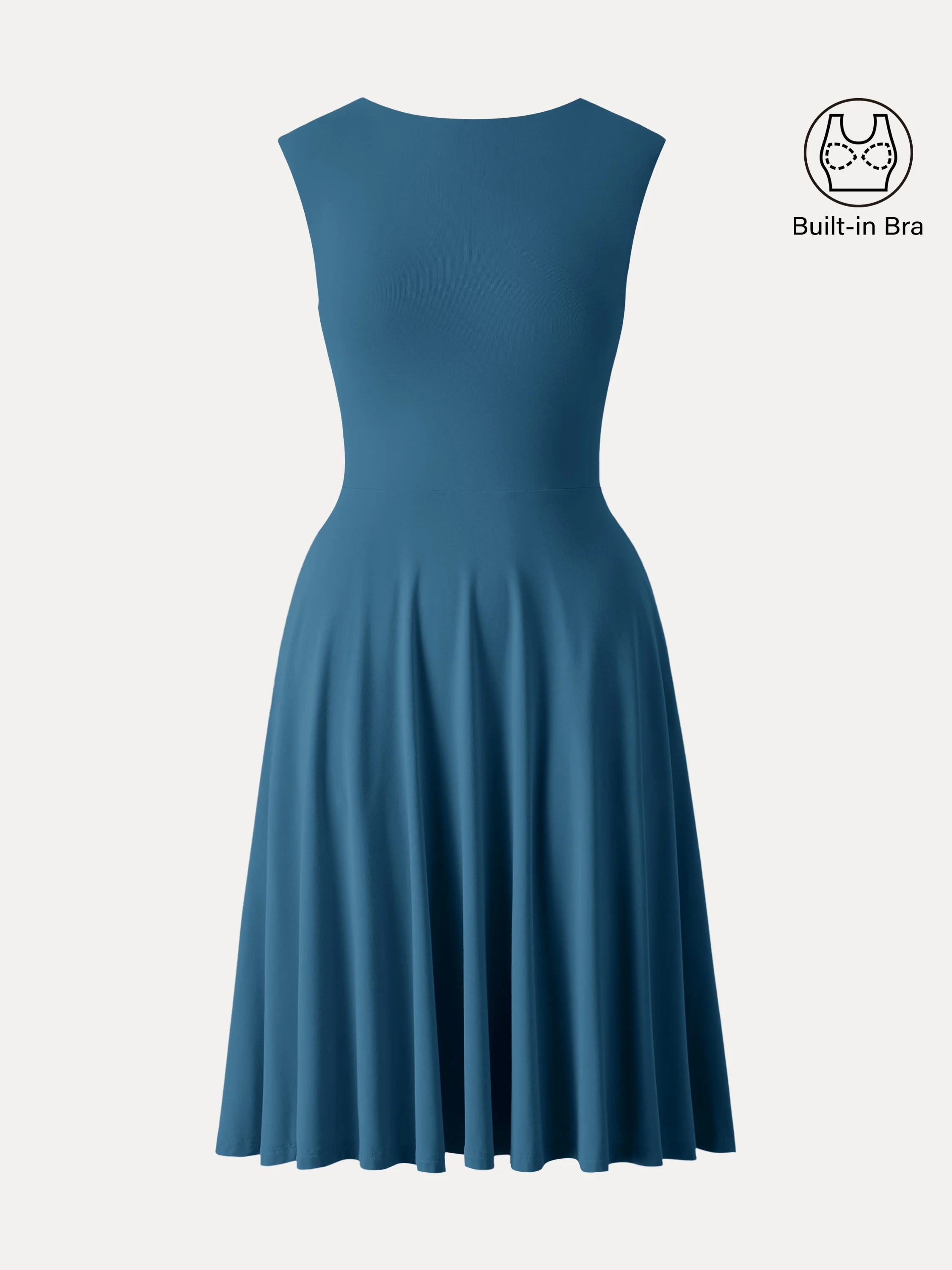 SkinKiss Boatneck Wide Shoulder Bra Dress with Pockets - Image 2