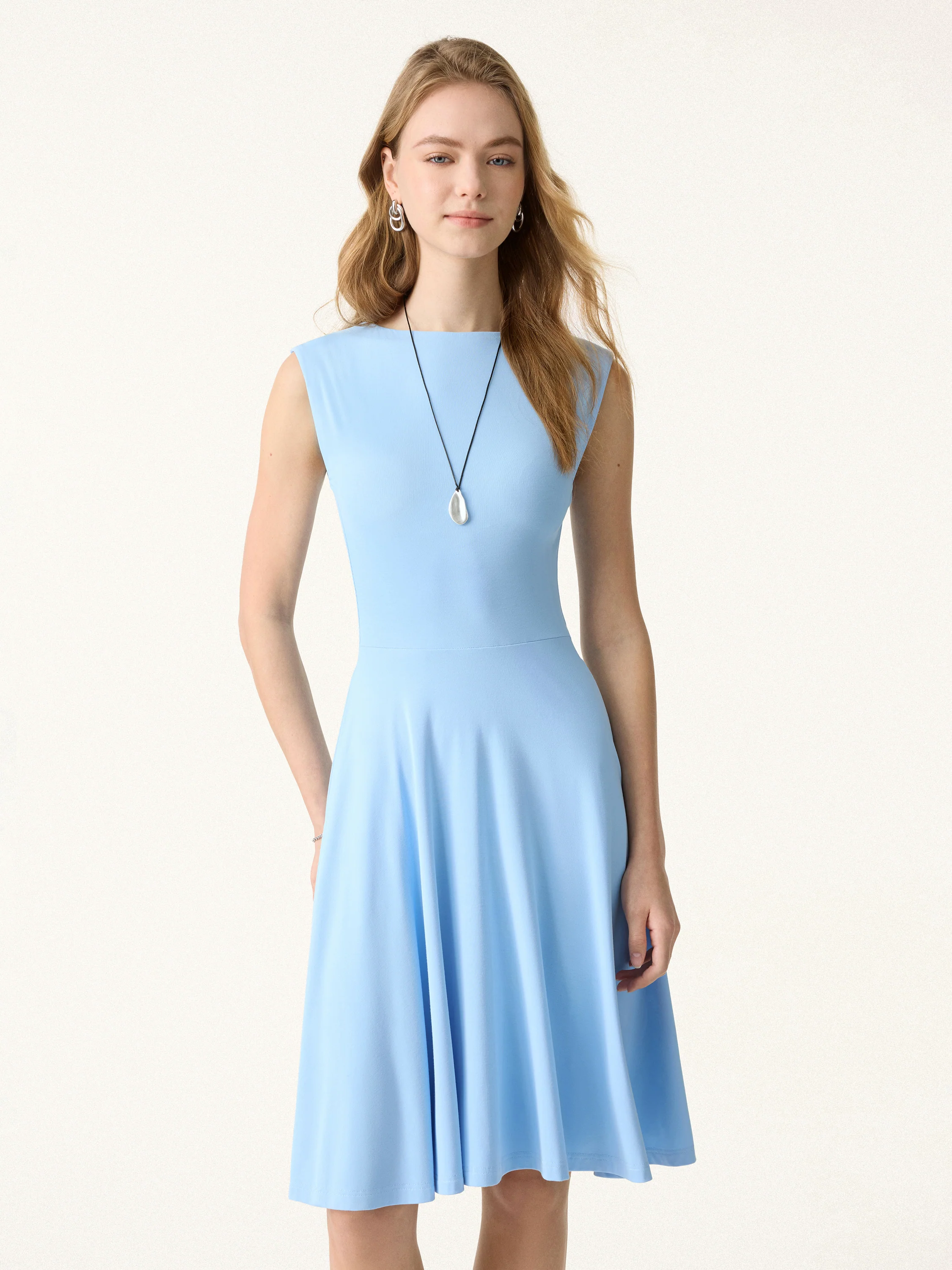 SkinKiss Boatneck Wide Shoulder Bra Dress with Pockets - Image 6
