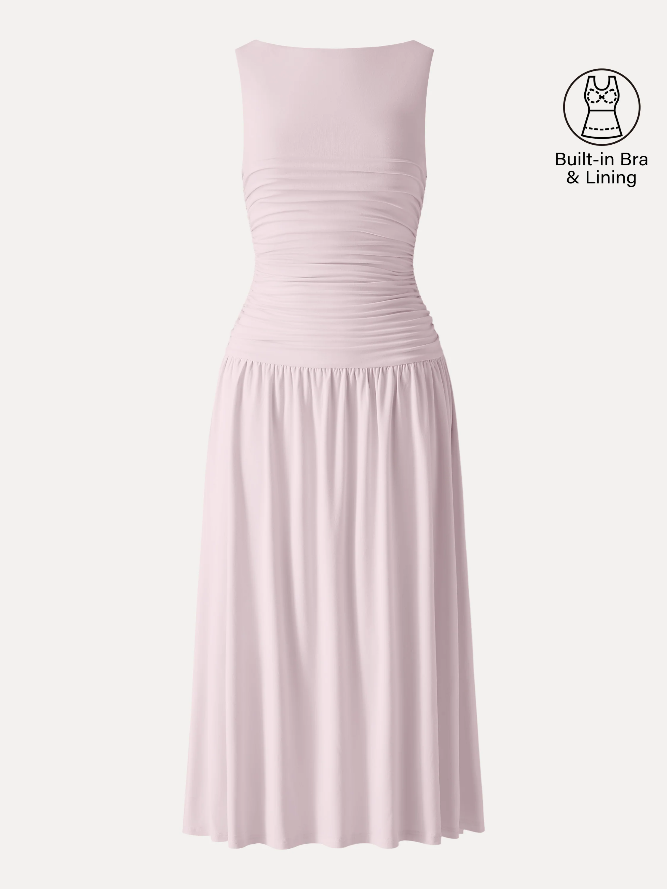 SkinKiss Cooling Boatneck Ruched Midi Bra Dress - Image 12