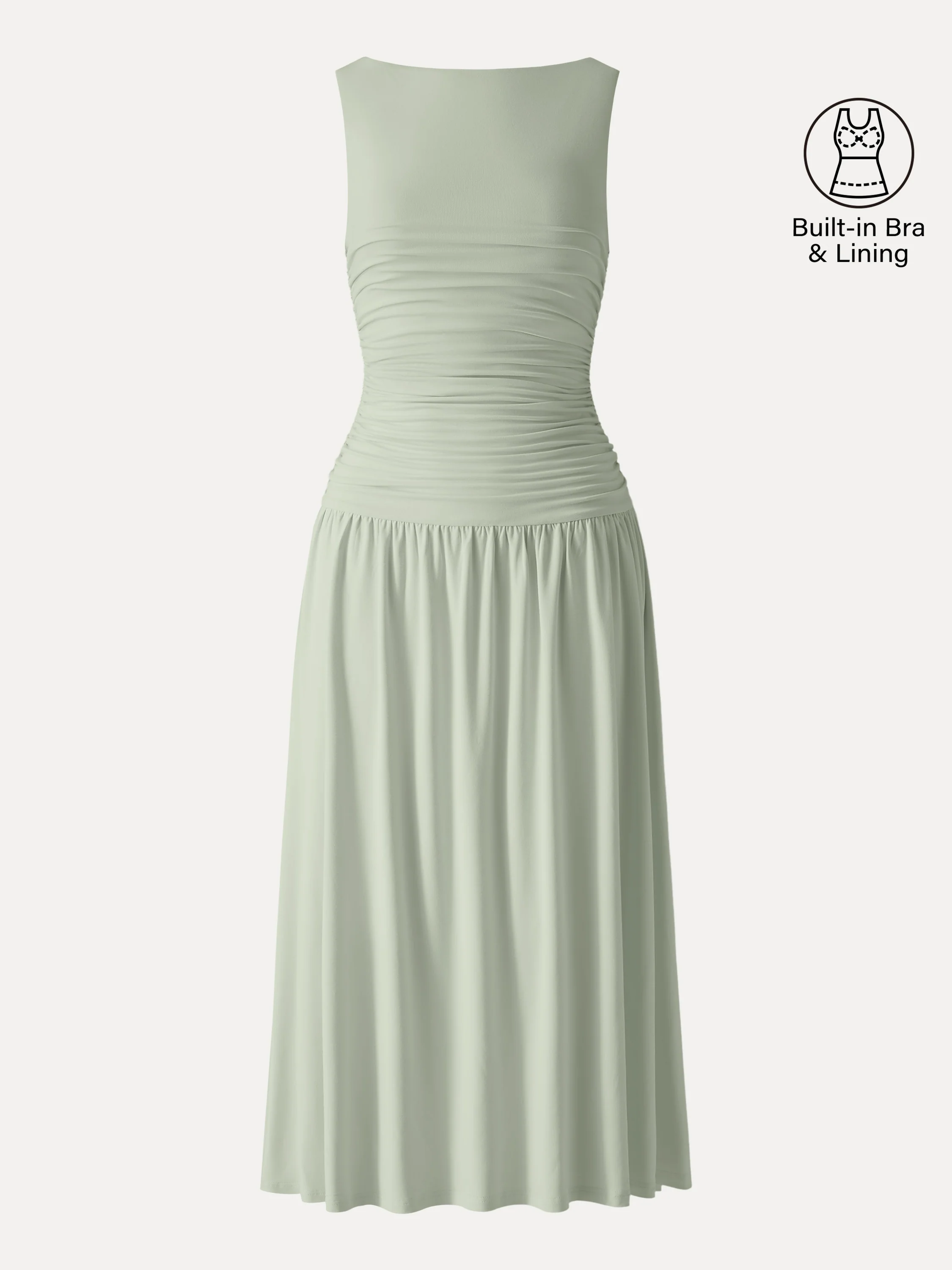 SkinKiss Cooling Boatneck Ruched Midi Bra Dress - Image 13