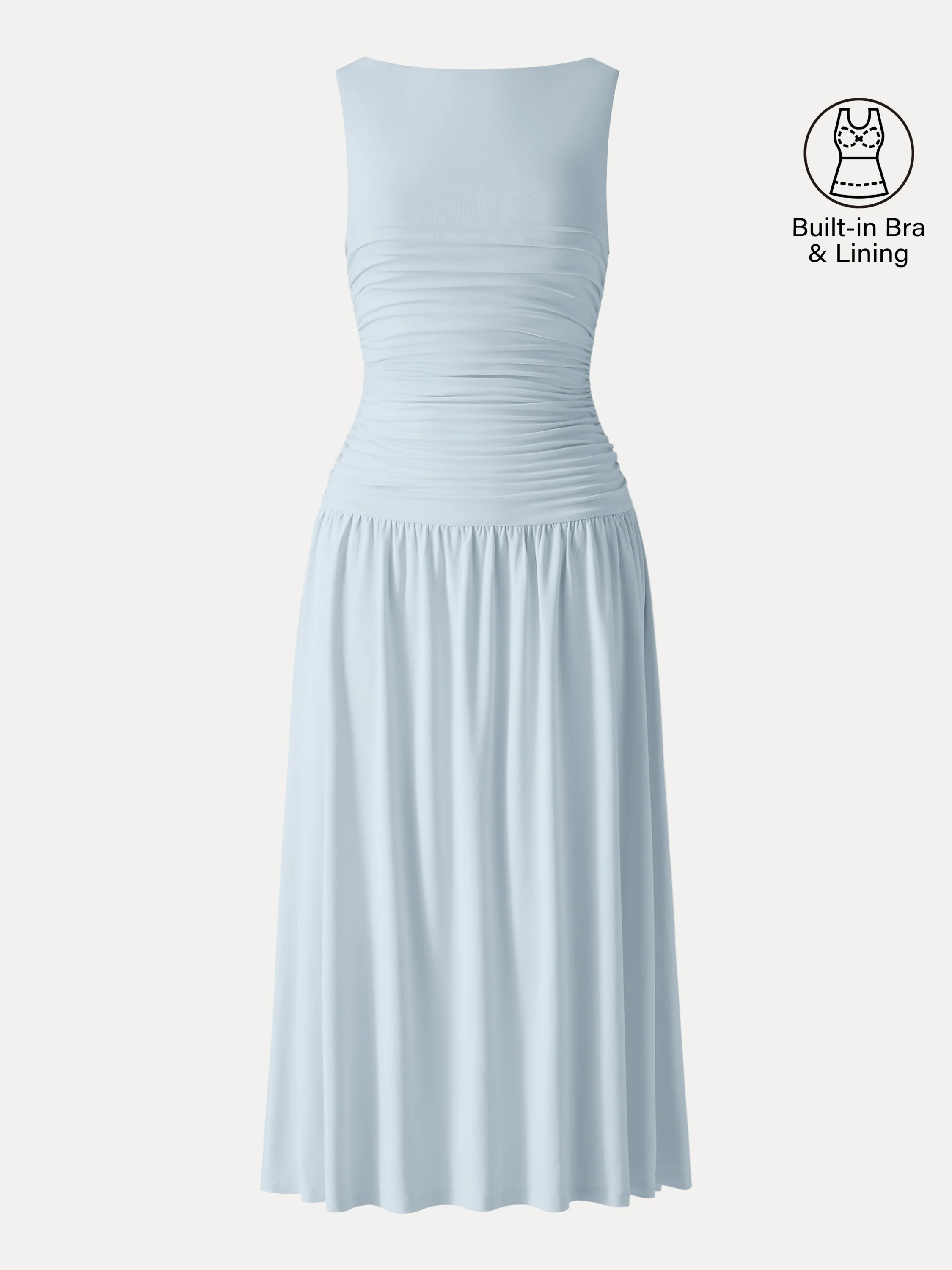 SkinKiss Cooling Boatneck Ruched Midi Bra Dress - Image 14