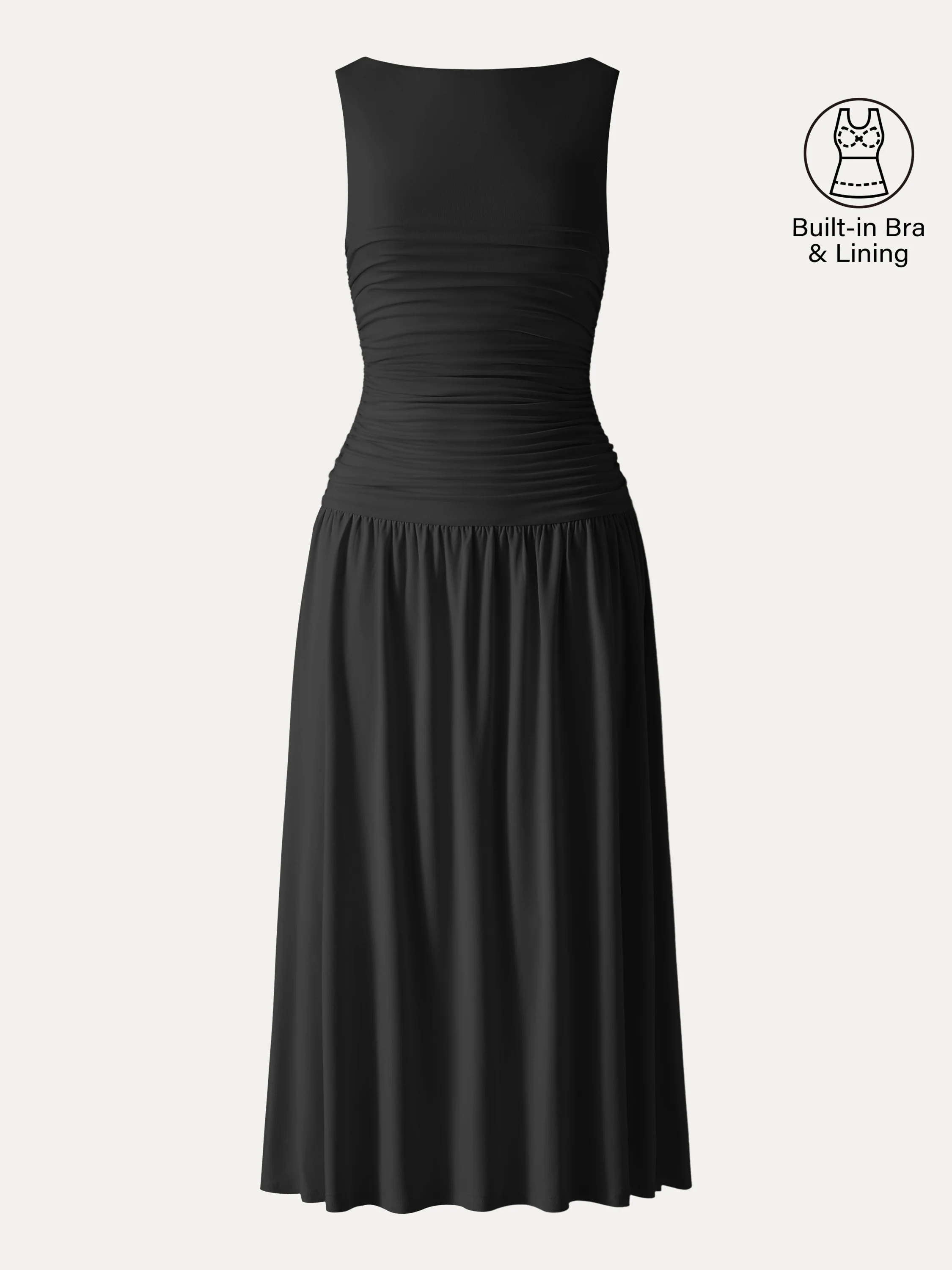 SkinKiss Cooling Boatneck Ruched Midi Bra Dress - Image 16