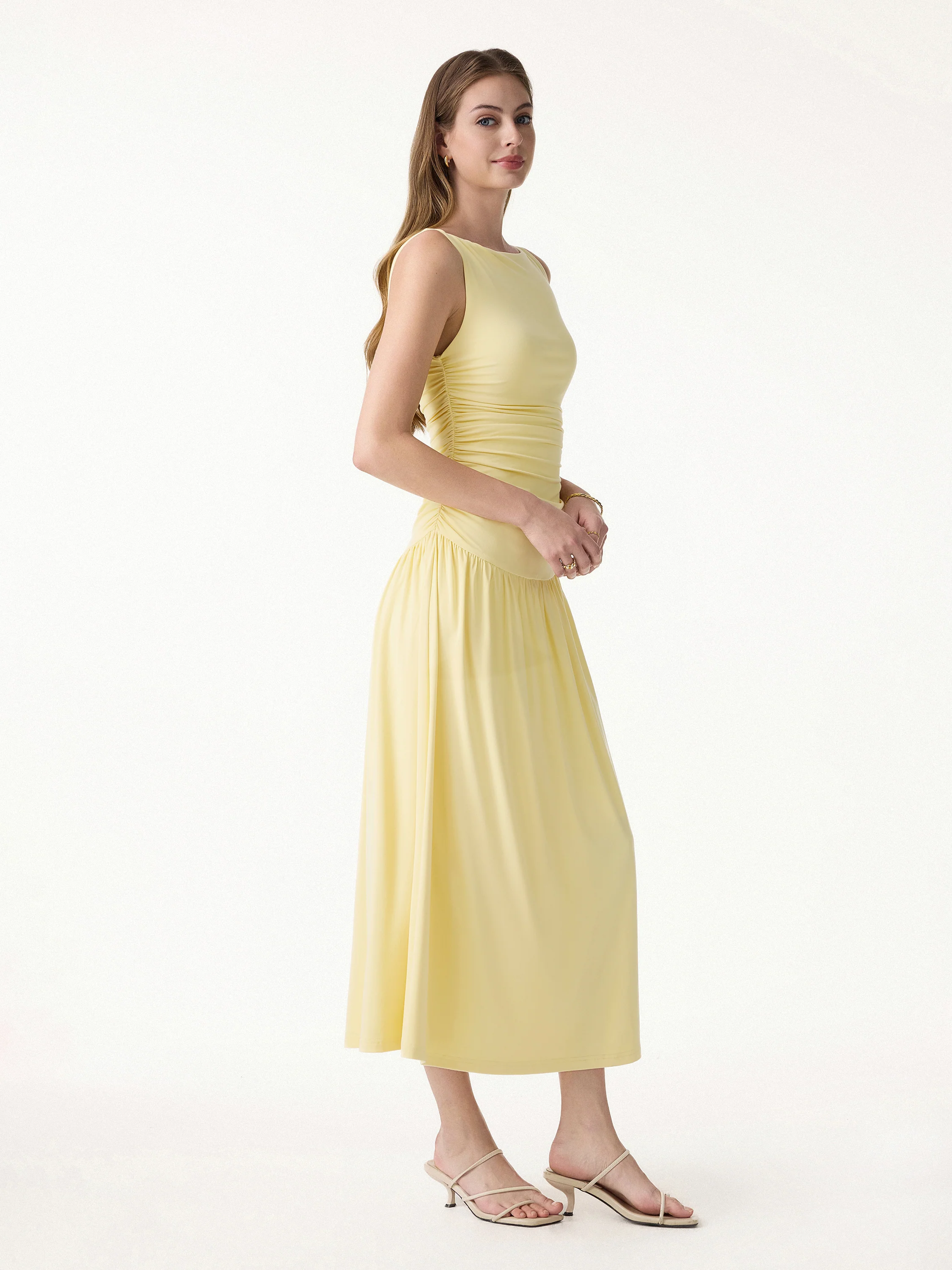 SkinKiss Cooling Boatneck Ruched Midi Bra Dress - Image 5